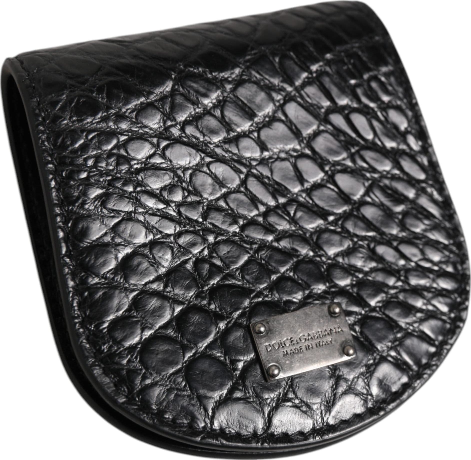 Dolce & Gabbana Black Exotic Skin Coin Condom Case Holder Pocket Wallet - 3
