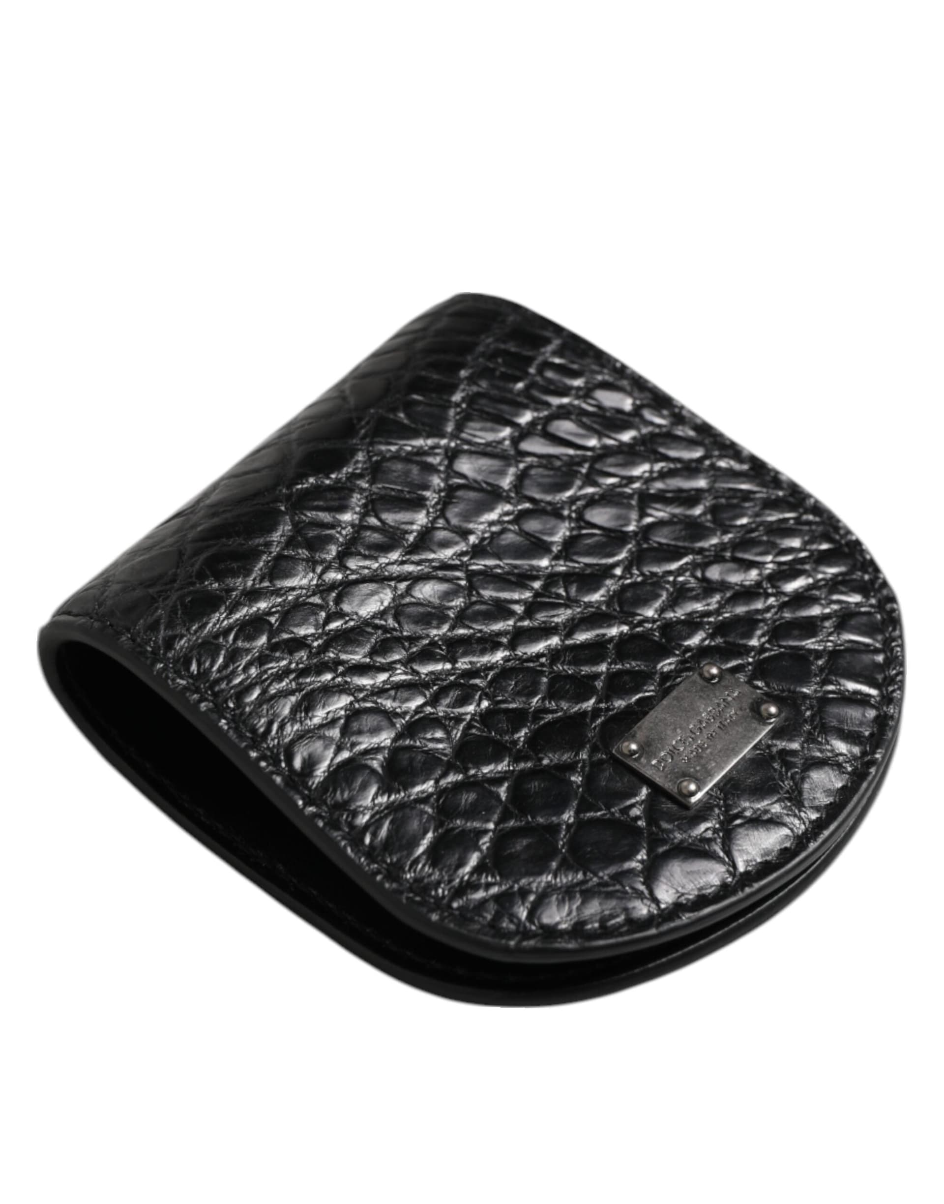 Dolce & Gabbana Black Exotic Skin Coin Condom Case Holder Pocket Wallet - 4