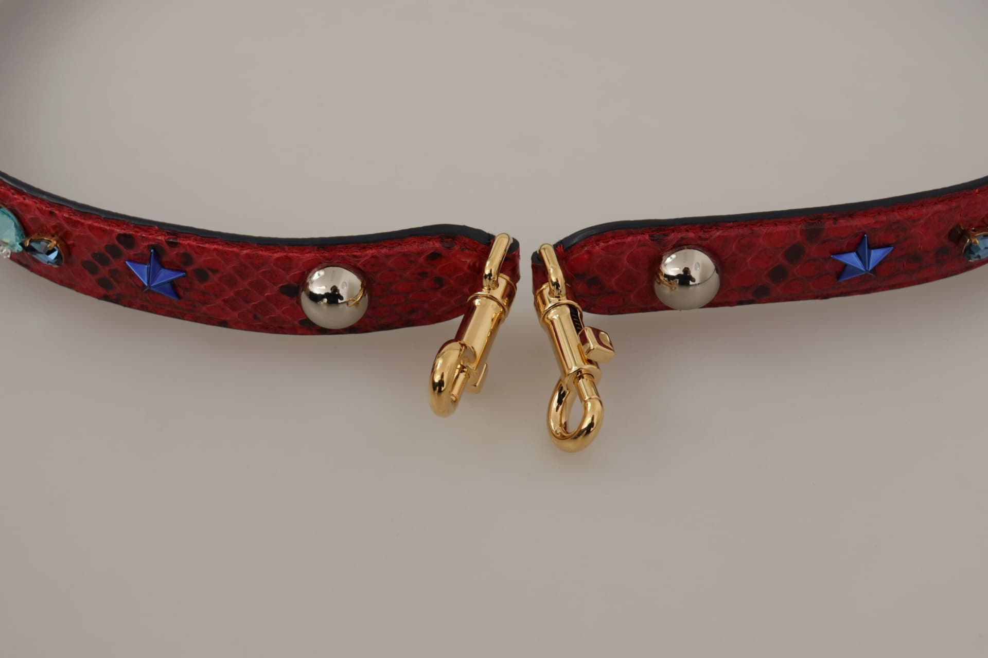 Dolce & Gabbana Red Exotic Leather Crystals Shoulder Strap - 4