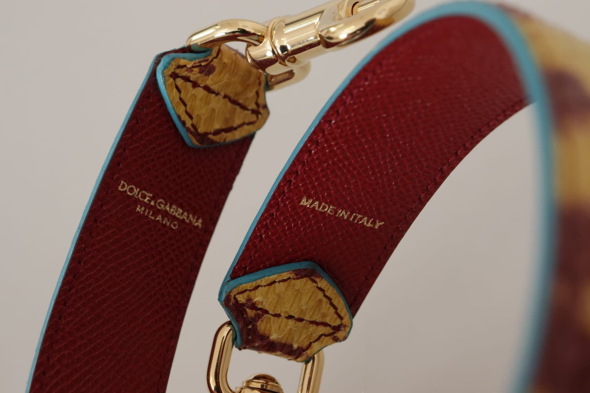 Dolce & Gabbana Yellow Red Leather Gold Tone Shoulder Strap - 2