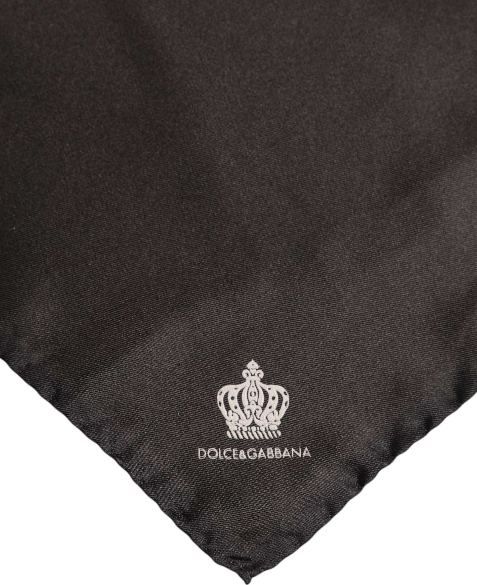Dolce & Gabbana Brown DG Crown Silk Square Men Foulard Scarf - 4