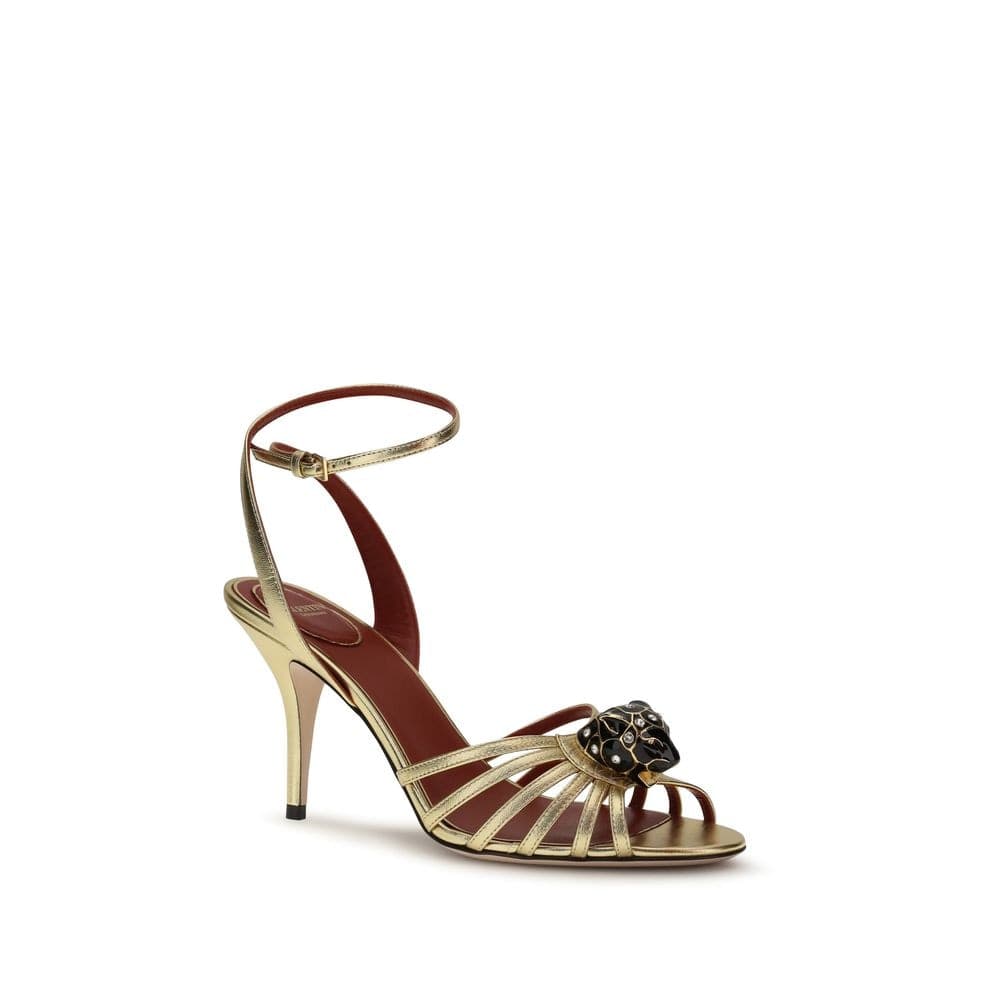 Valentino Garavani Gold Goatskin Stiletto Heel Sandals - 2