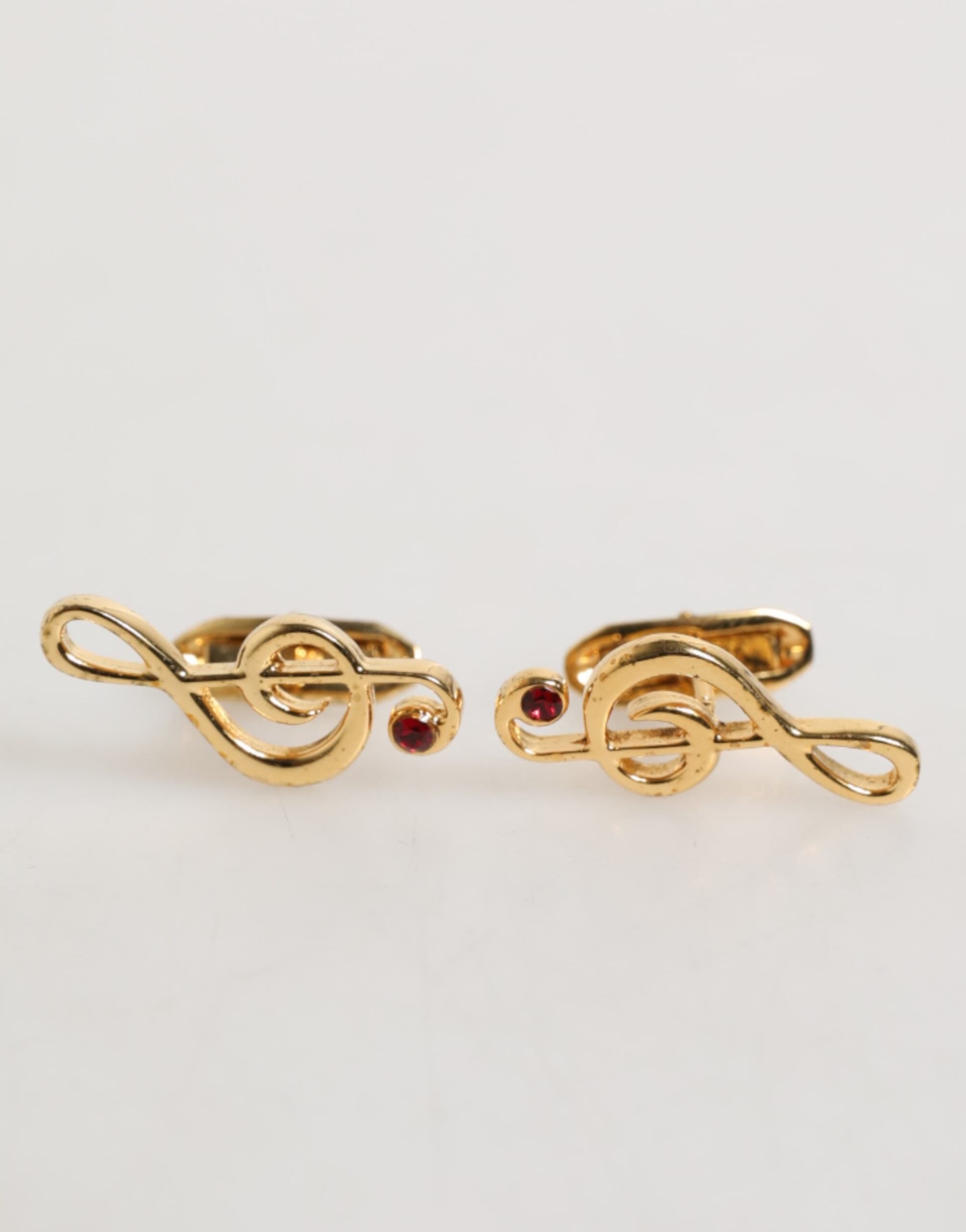 Dolce & Gabbana Gold Musical Note Metal Brass Pin Men Accessory Cufflinks - 2