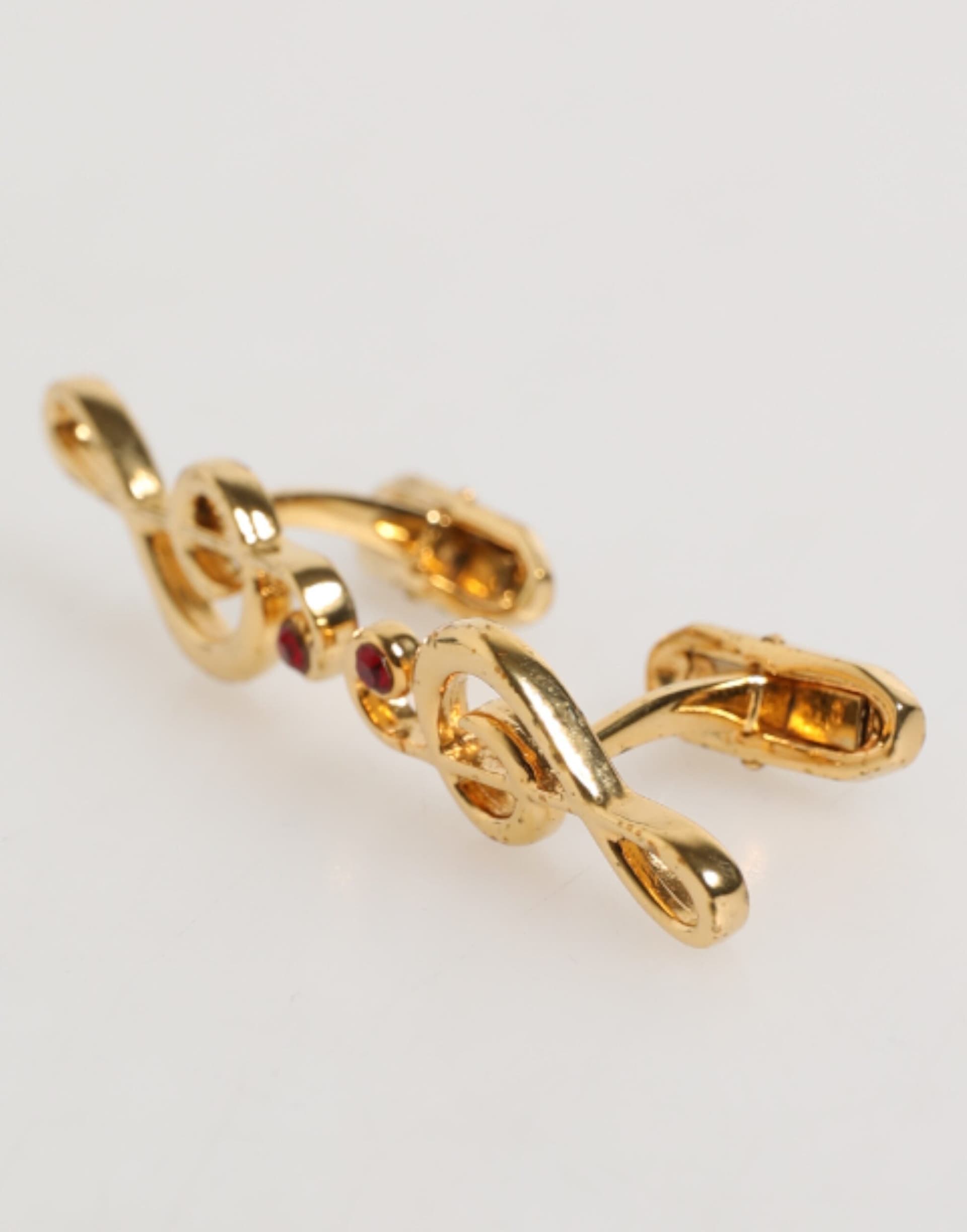 Dolce & Gabbana Gold Musical Note Metal Brass Pin Men Accessory Cufflinks - 3