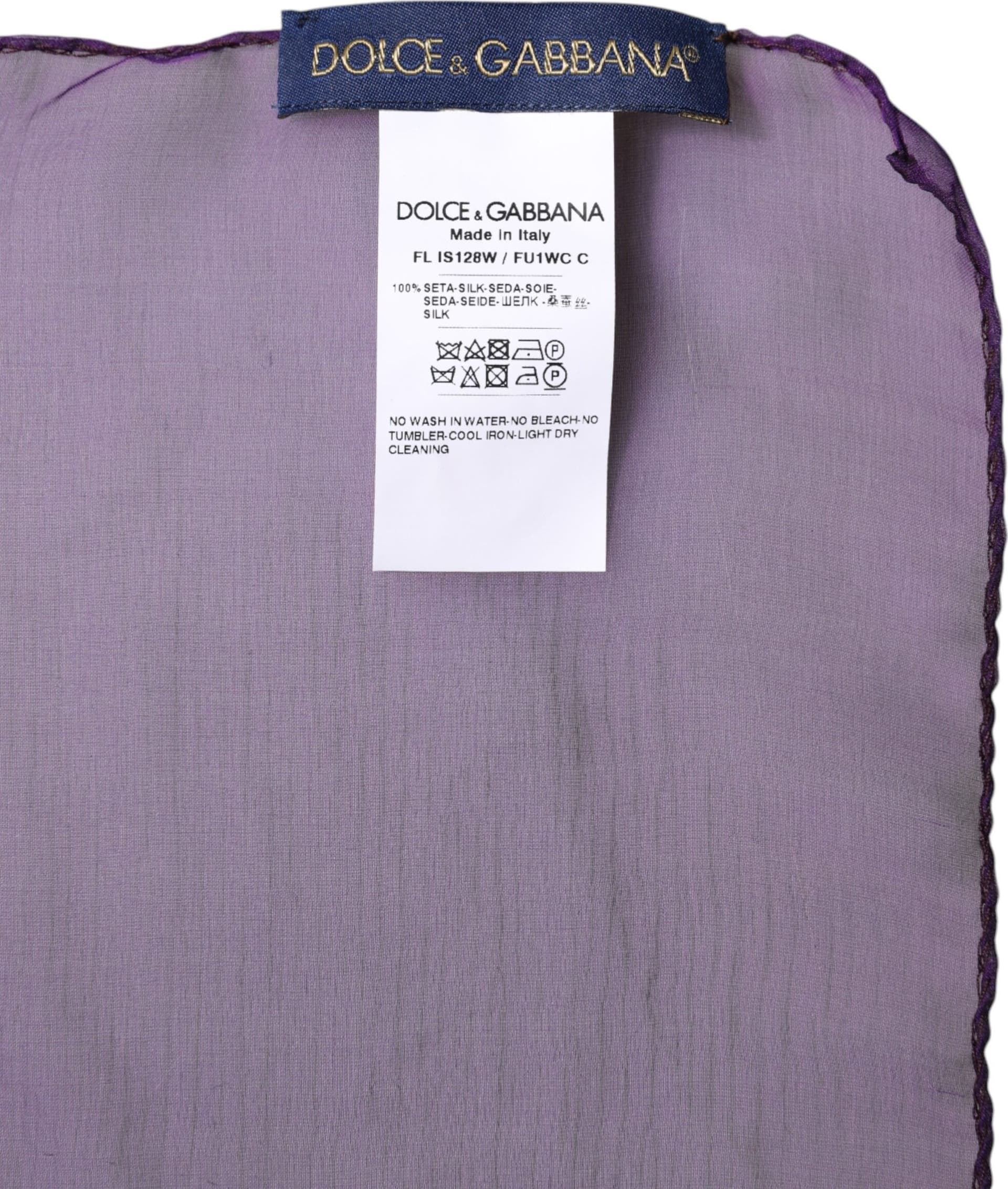 Dolce & Gabbana Purple Silk Rectangle Wrap Shawl Scarf - 5