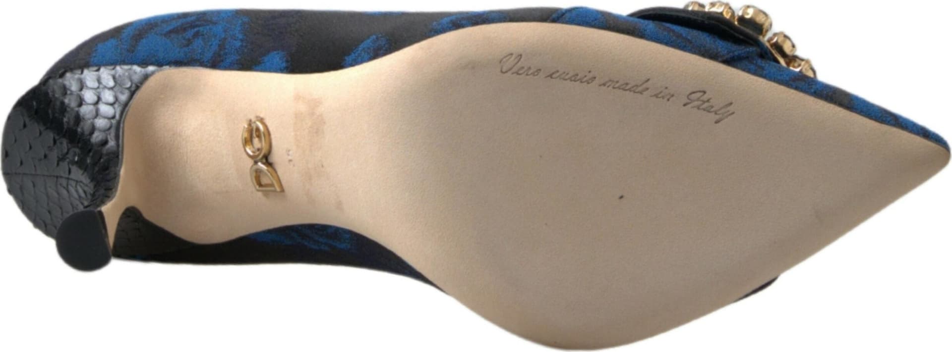 Dolce & Gabbana Blue Floral Ayers Crystal Pumps Shoes - 2