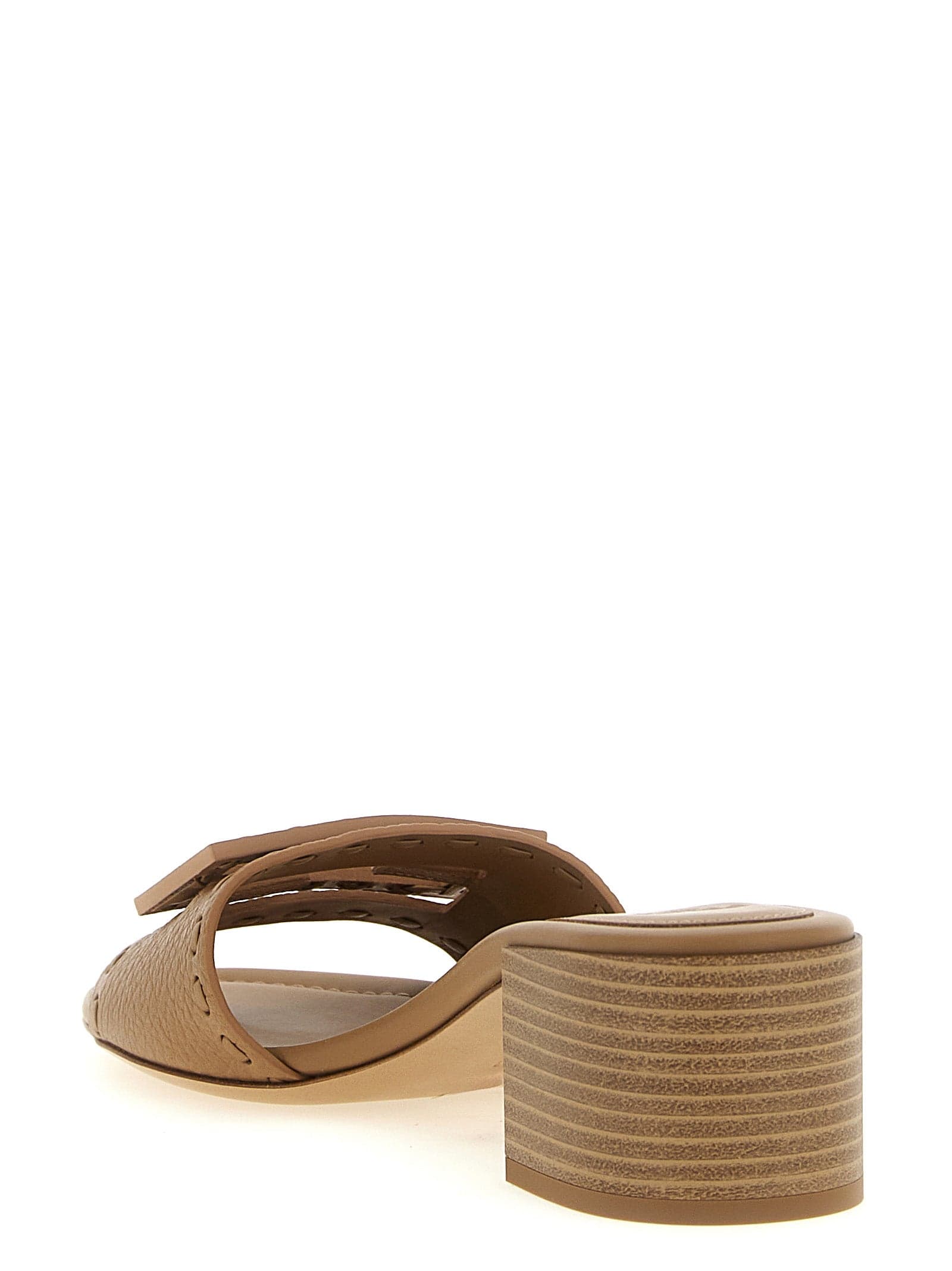 Fendi Beige Calfskin Flat Sandals - 3