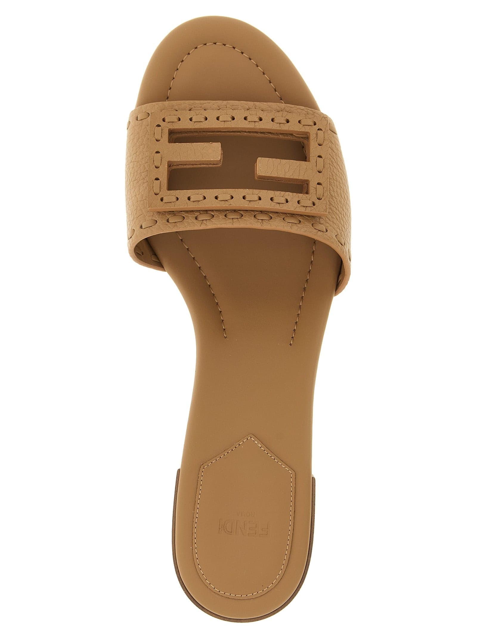 Fendi Beige Calfskin Flat Sandals - 4