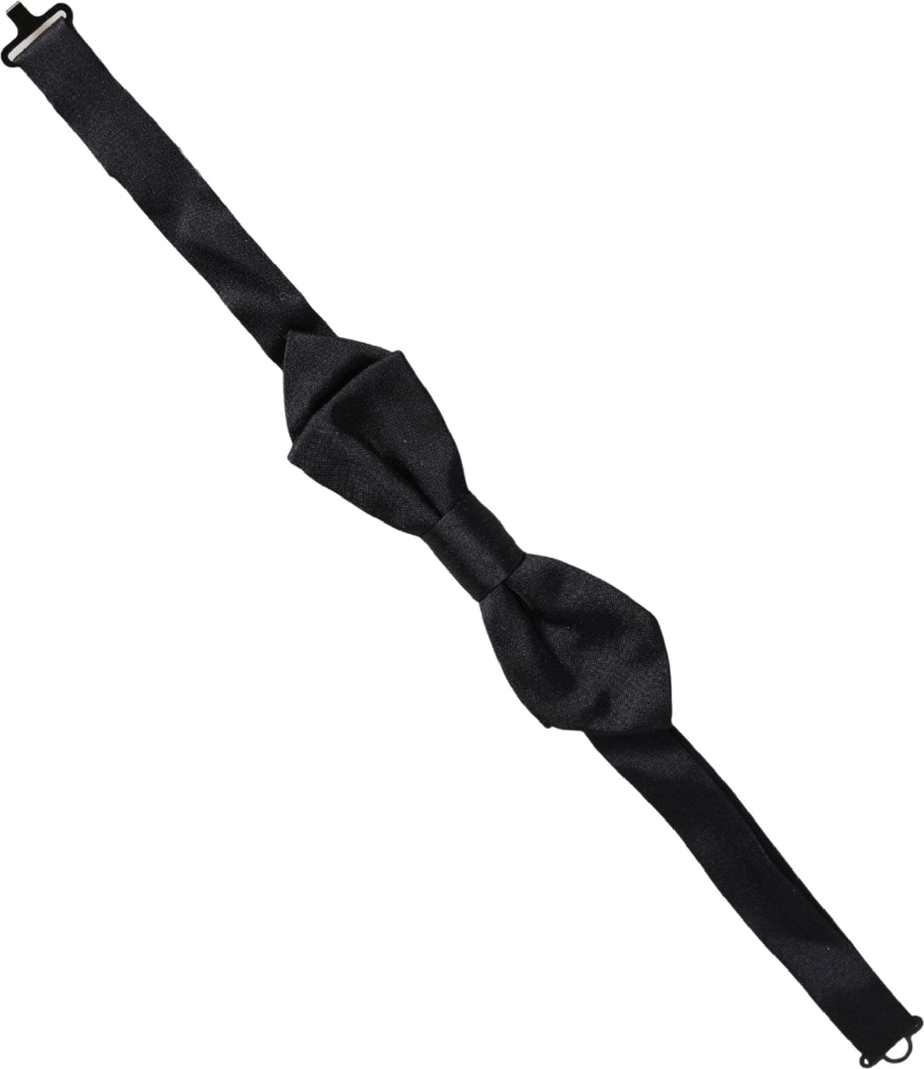 Dolce & Gabbana Men Black 100% Silk Adjustable Neck Papillon Bow Tie - 2