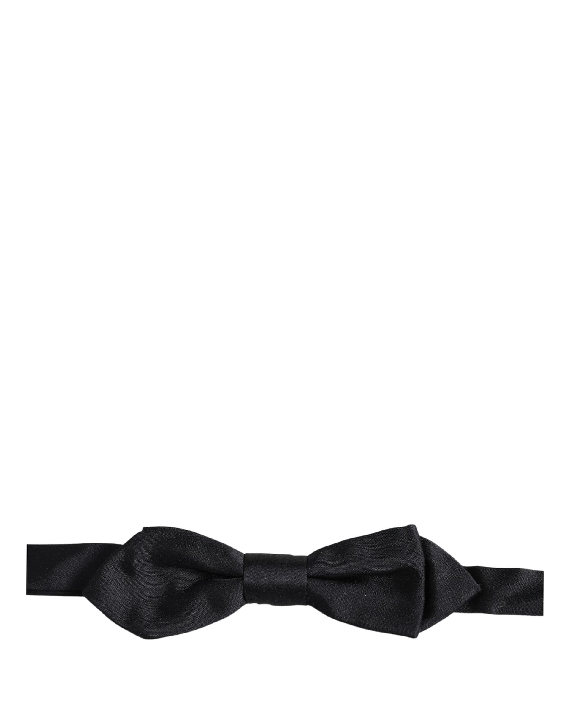 Dolce & Gabbana Men Black 100% Silk Adjustable Neck Papillon Bow Tie - 3