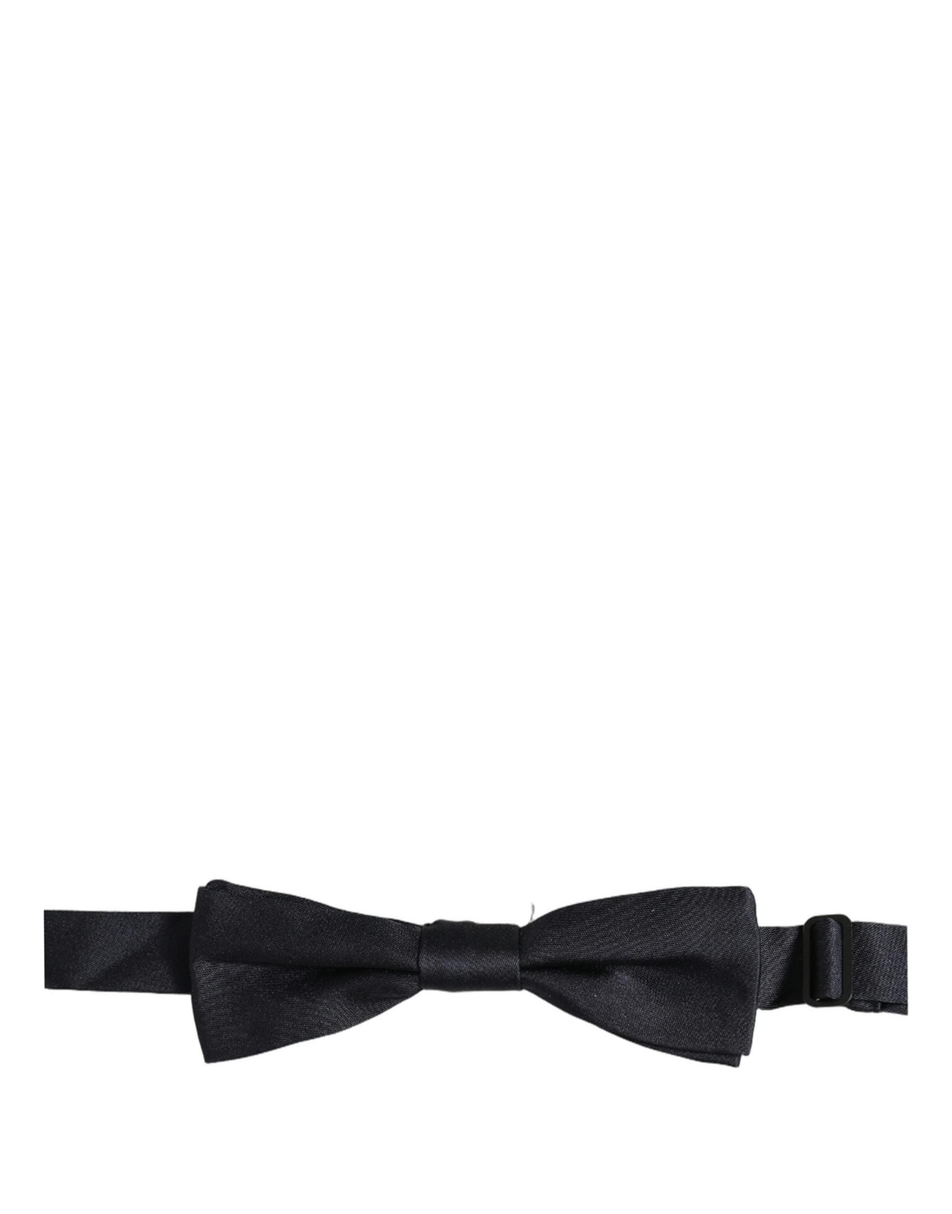 Dolce & Gabbana Men Black 100% Silk Adjustable Neck Papillon Bow Tie - 3