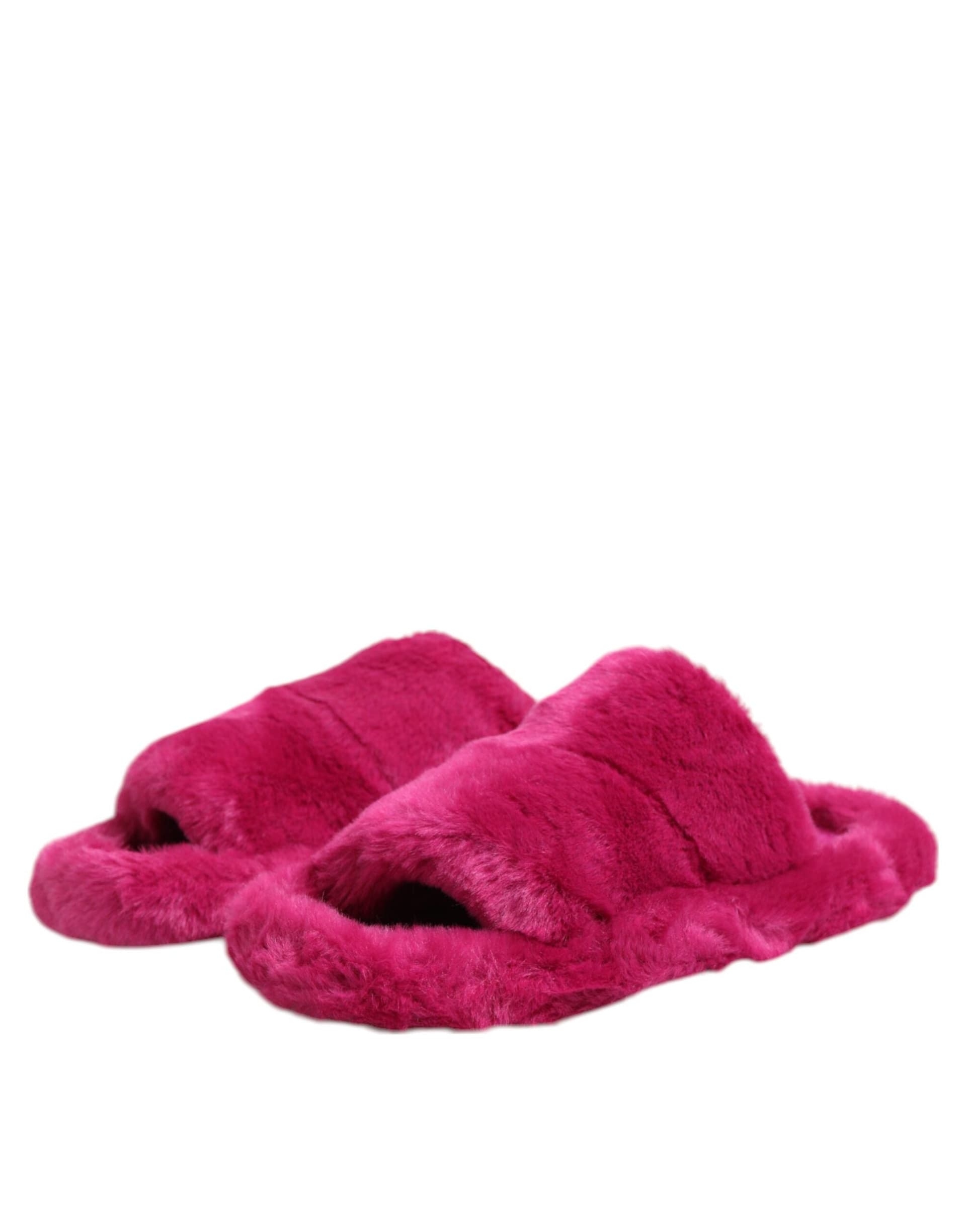 Dolce & Gabbana Pink Acrylic Faux Fur Mens Flats Sandals Shoes - 3