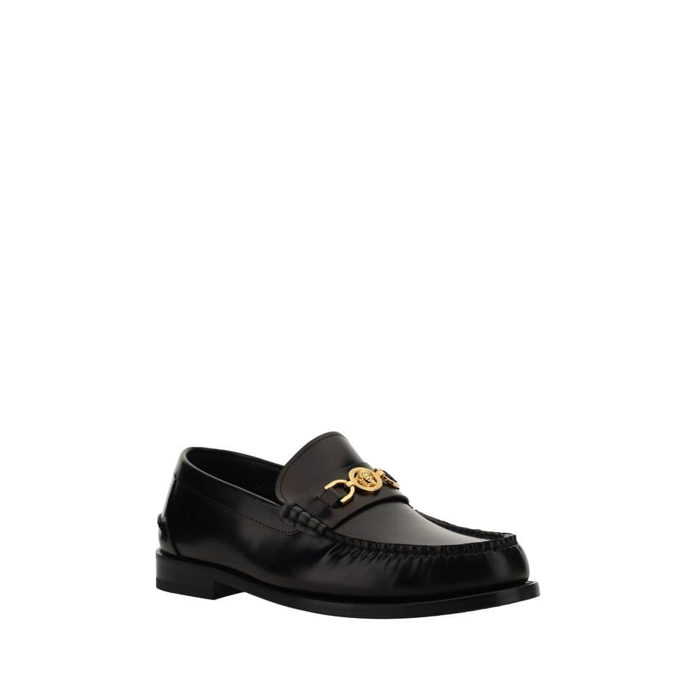 Versace Black Calf Leather Bos Taurus Slip-On Loafers - 2
