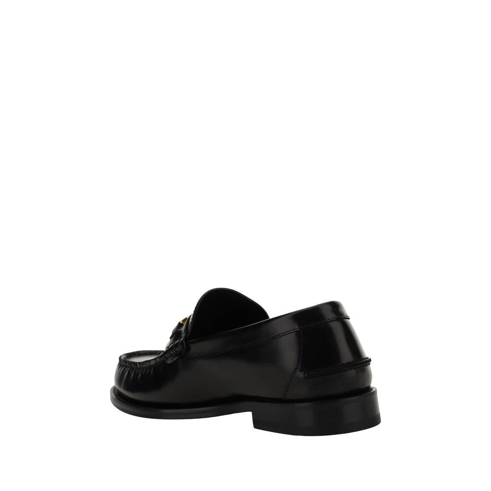 Versace Black Calf Leather Bos Taurus Slip-On Loafers - 3