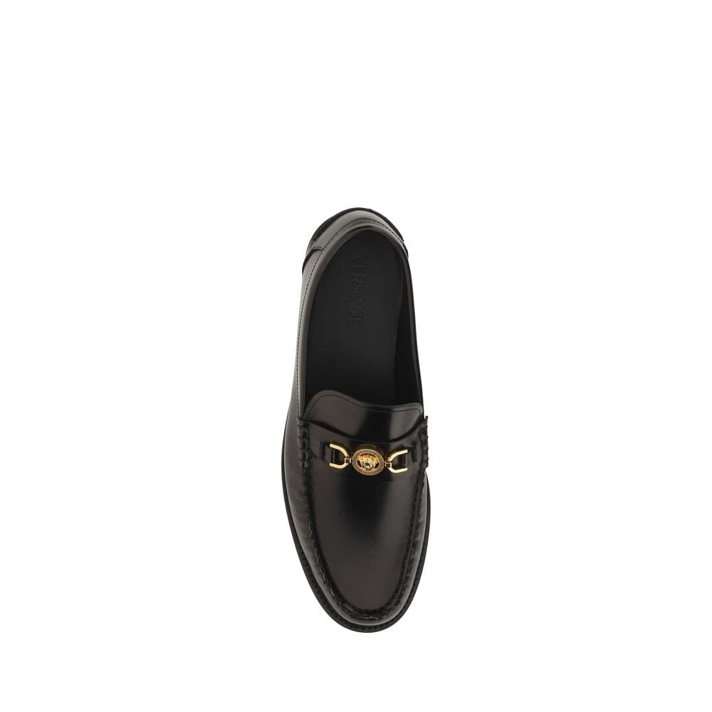 Versace Black Calf Leather Bos Taurus Slip-On Loafers - 4
