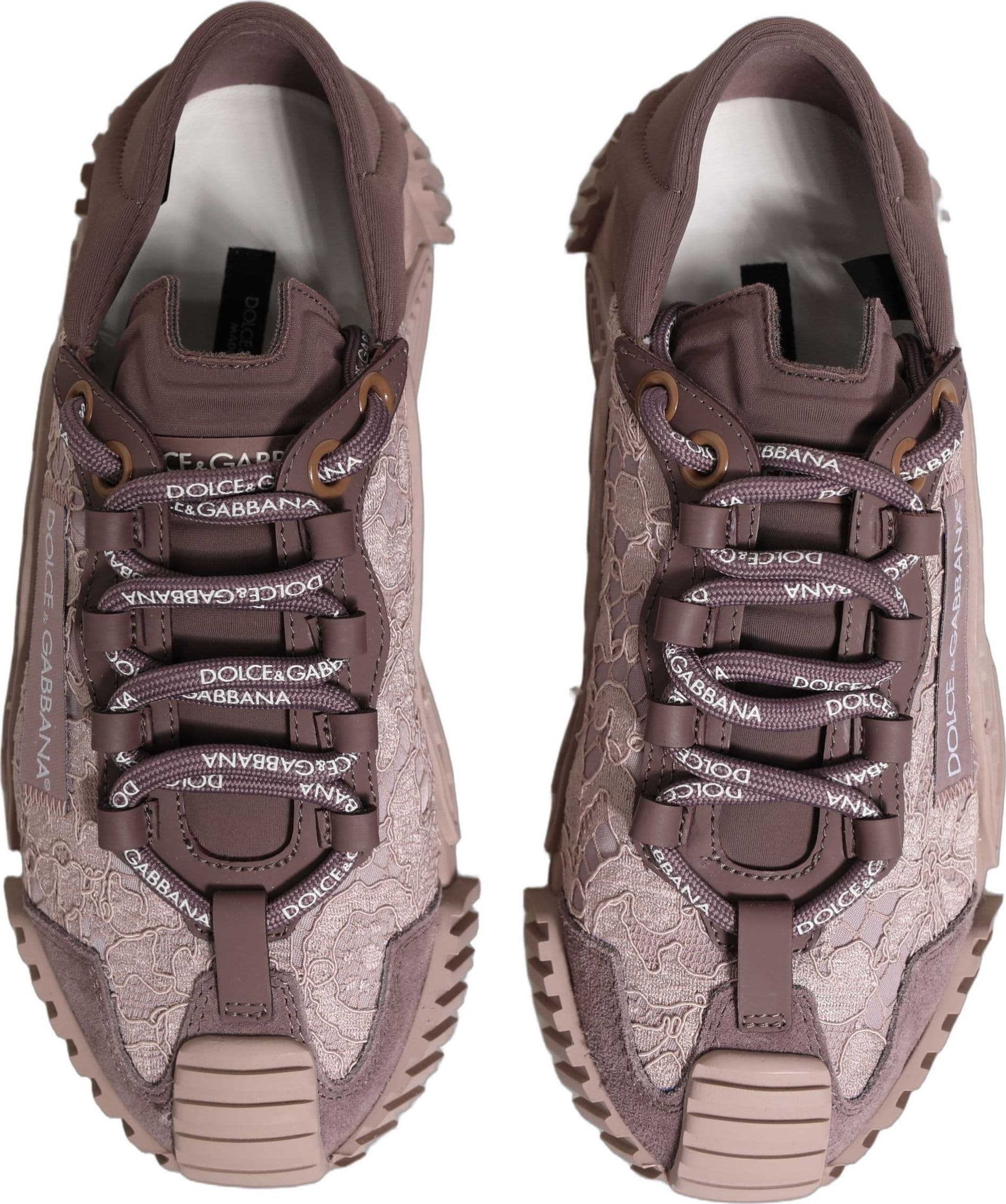 Dolce & Gabbana Pink Lace NS1 Low Top Sneaker Sports Shoes - 3