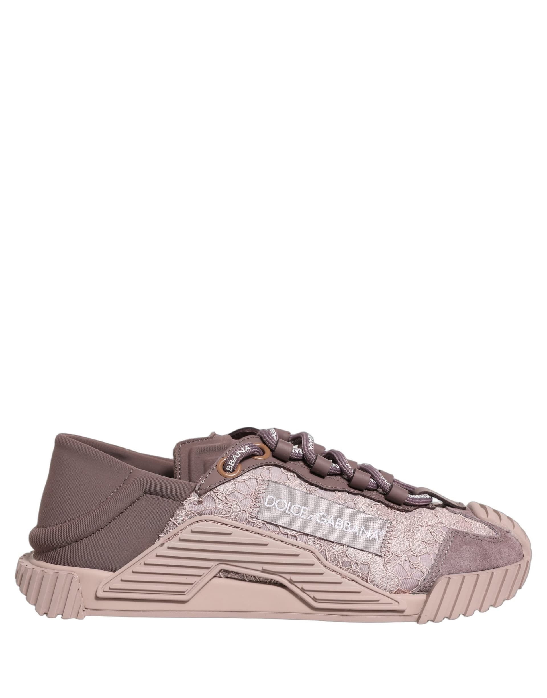 Dolce & Gabbana Pink Lace NS1 Low Top Sneaker Sports Shoes - 8
