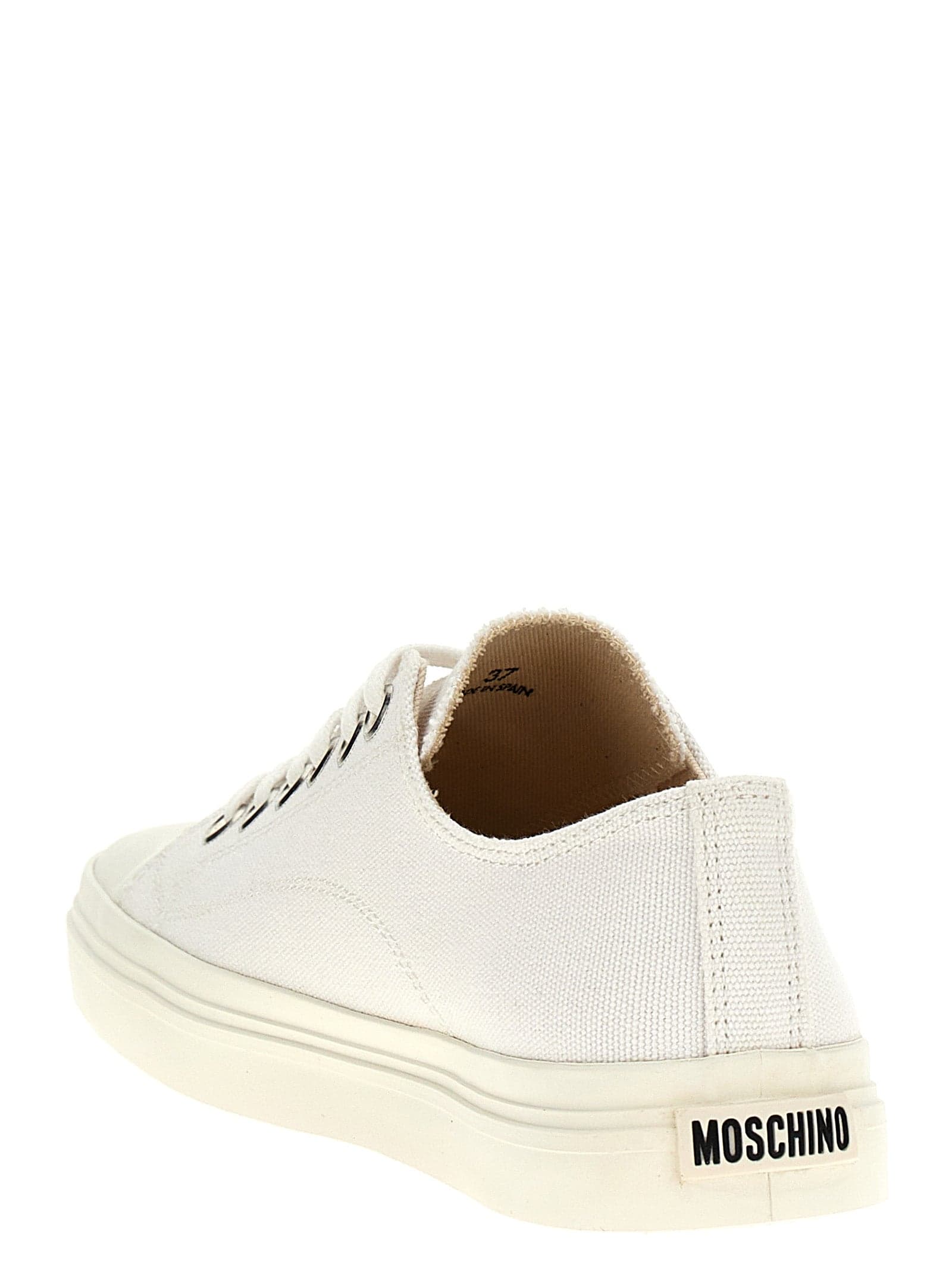 Moschino White Cotton Low Top Sneakers - 3
