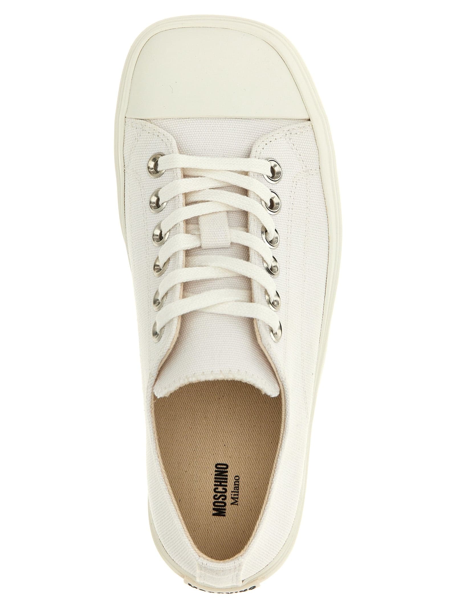Moschino White Cotton Low Top Sneakers - 4