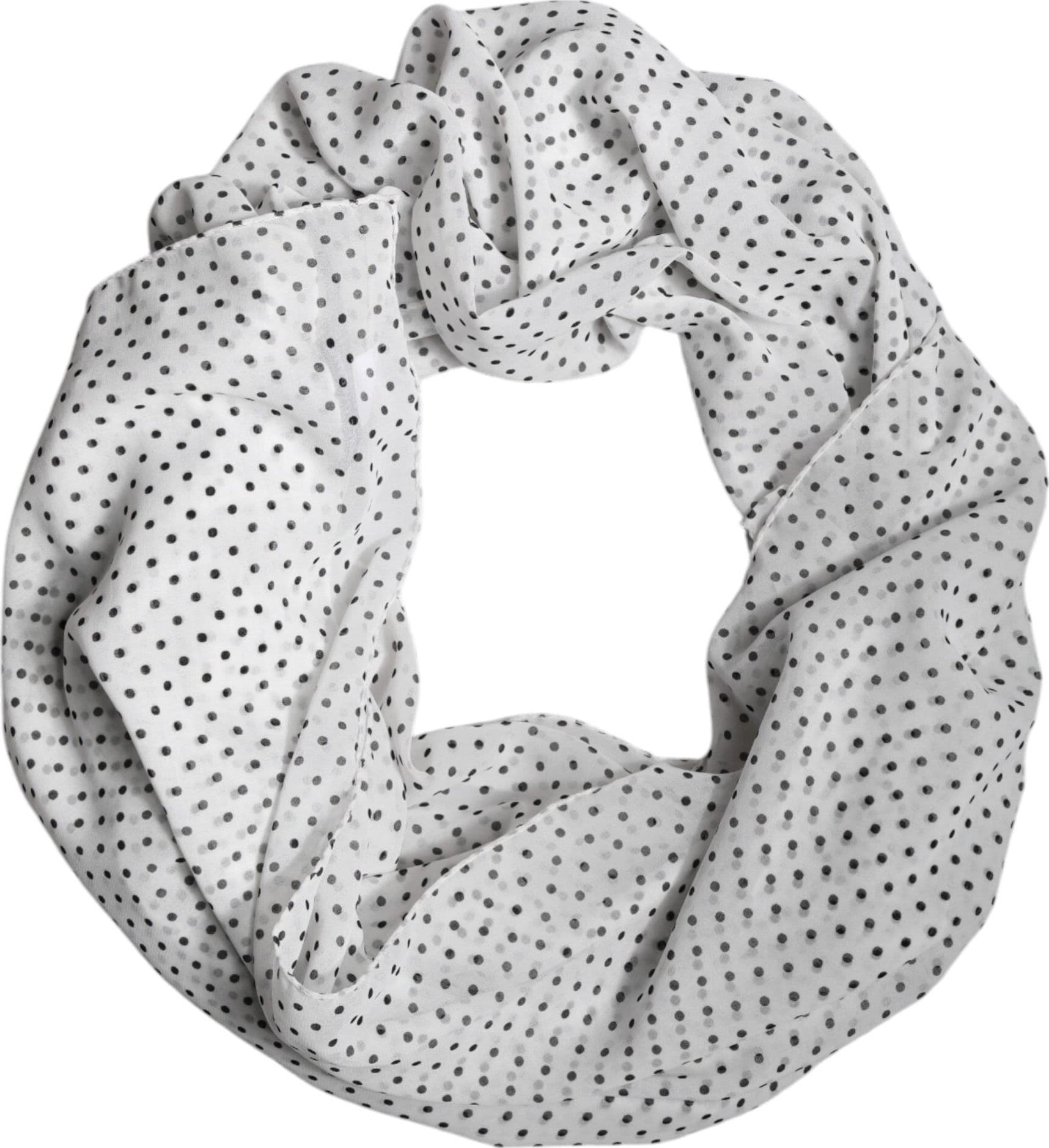 Dolce & Gabbana White Polka Dots Polyester Wrap Shawl Scarf - 2