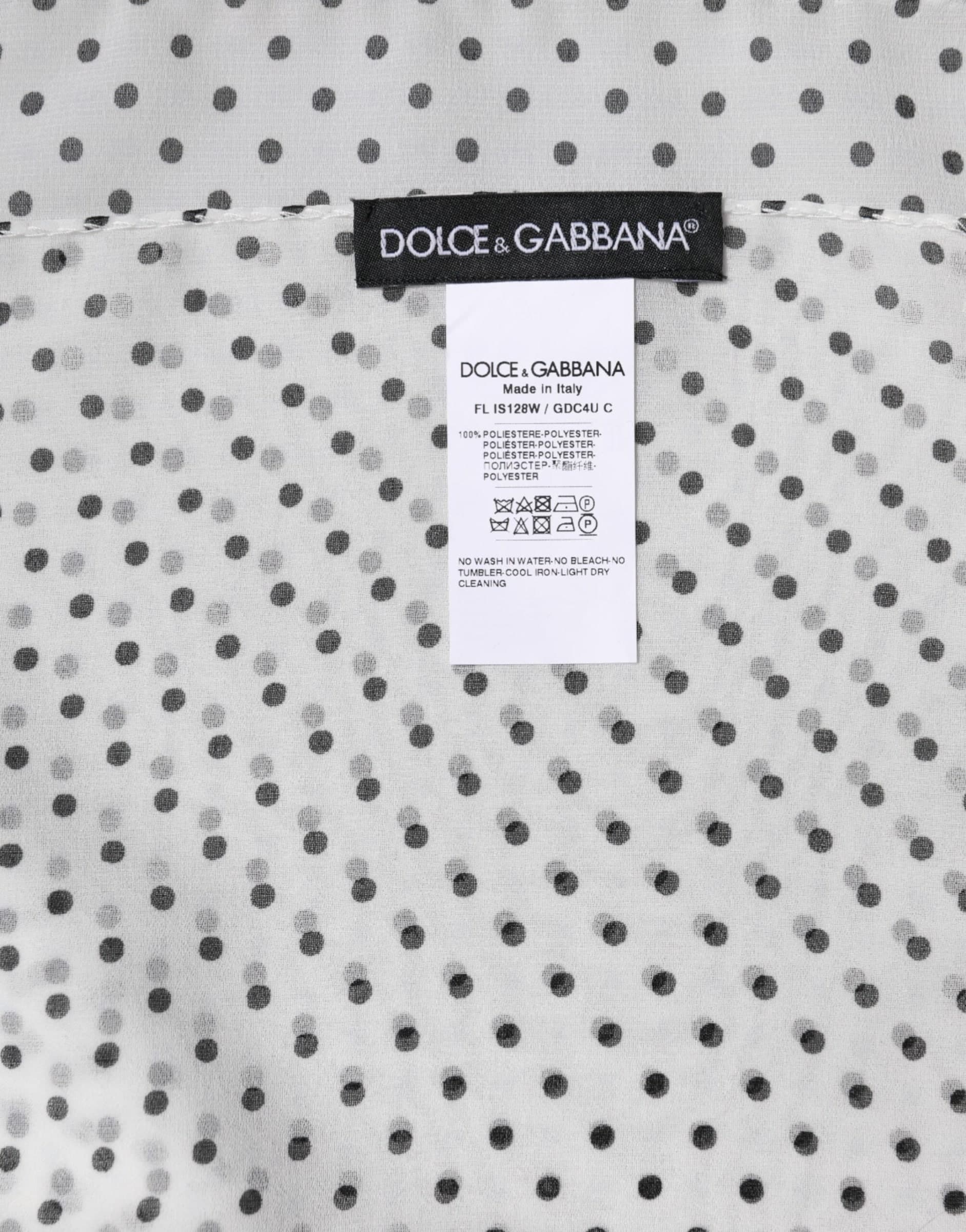 Dolce & Gabbana White Polka Dots Polyester Wrap Shawl Scarf - 6