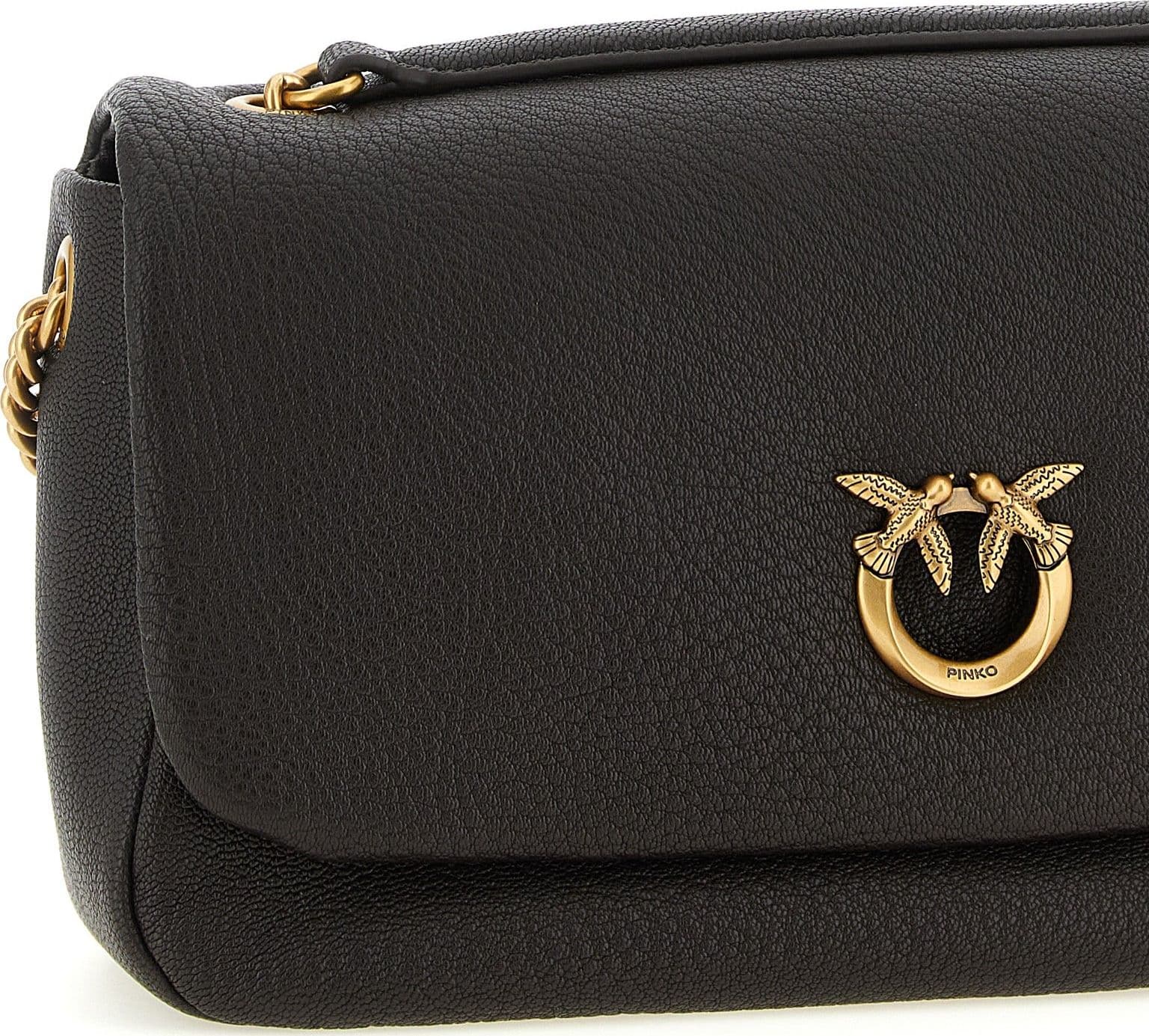 PINKO Brown Lamb Leather Shoulder Bag - 3
