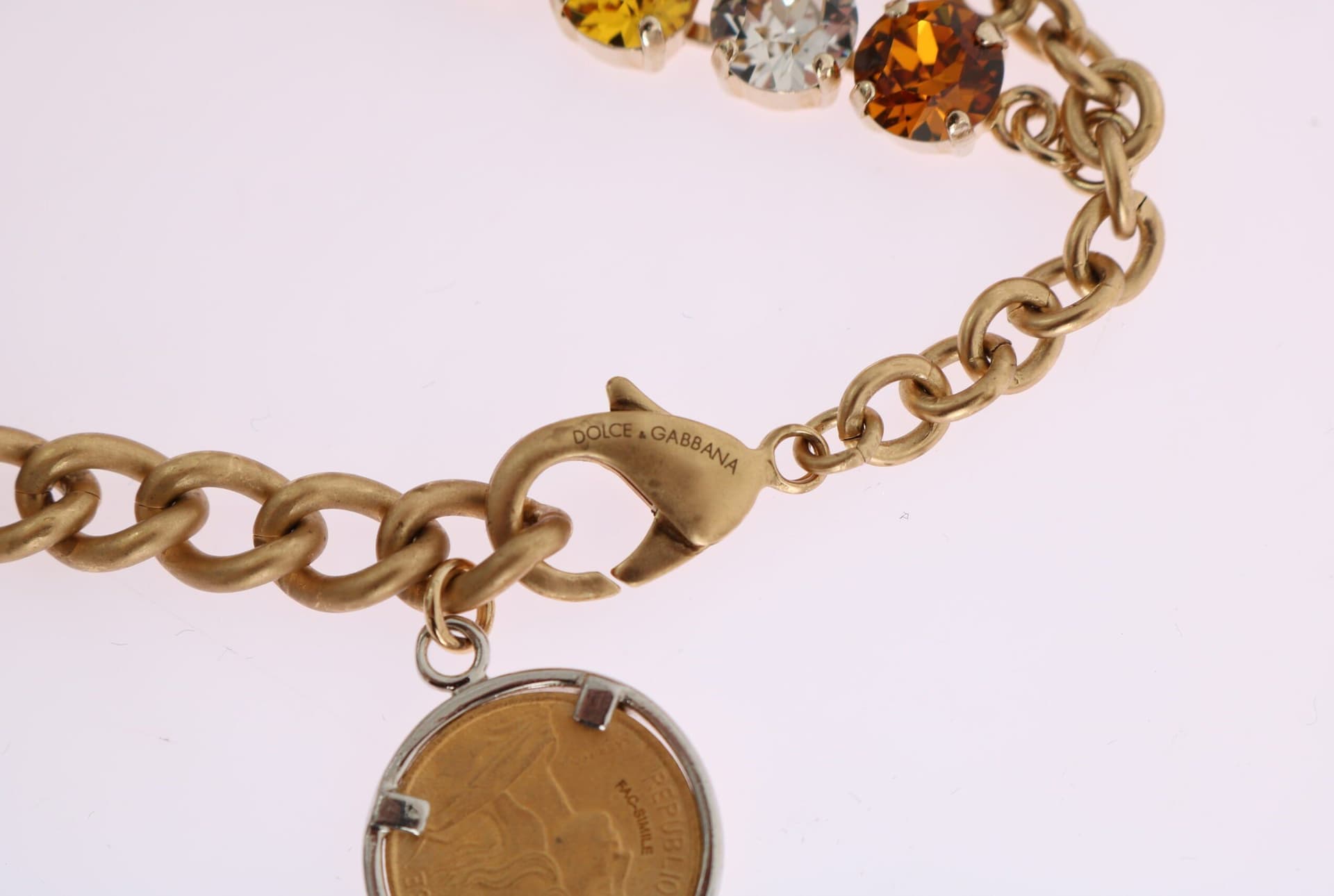 Dolce & Gabbana Gold Brass Crystal Logo Pineapple Statement Necklace - 4