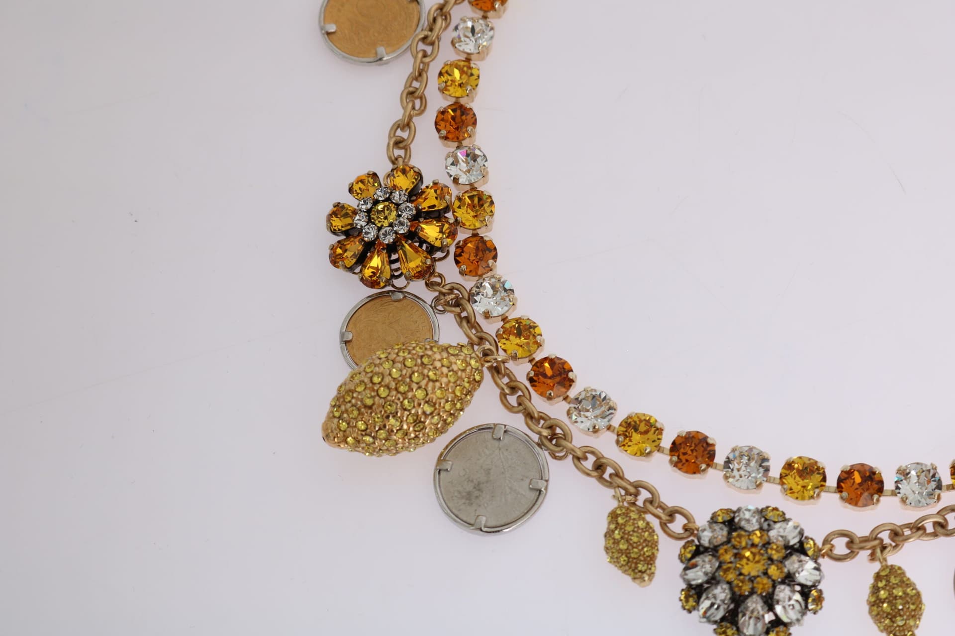 Dolce & Gabbana Gold Brass Crystal Logo Pineapple Statement Necklace - 5