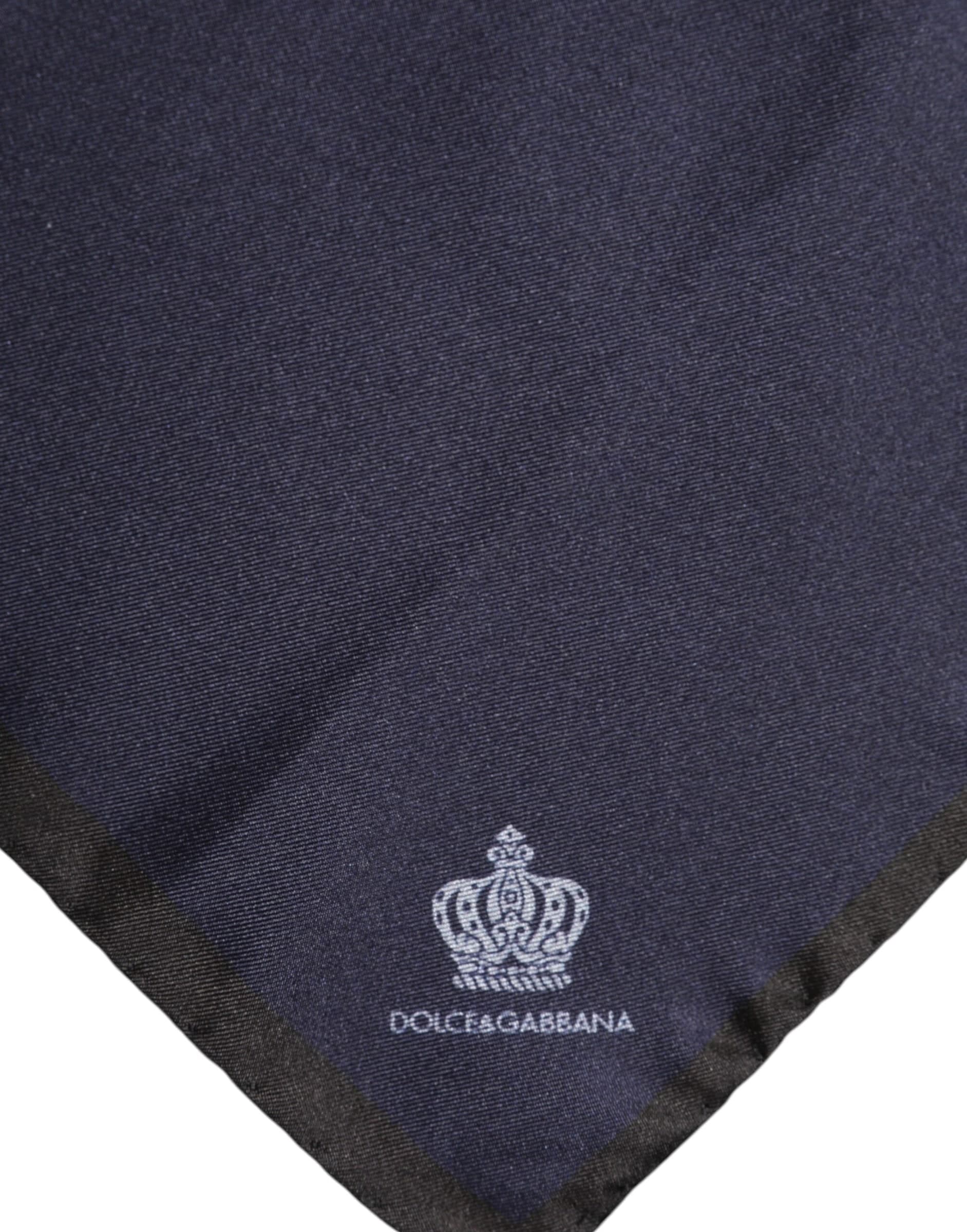 Dolce & Gabbana Blue DG Crown Silk Square Men Foulard Scarf - 4