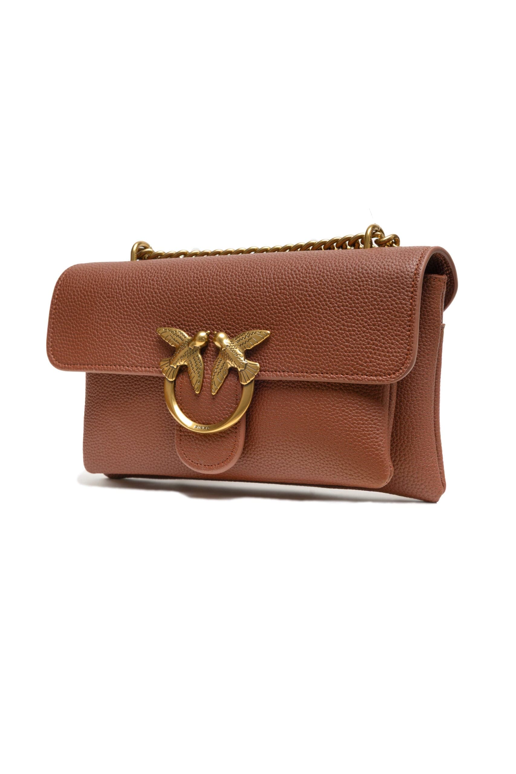 PINKO Brown Leather Love Boucle Riga Shoulder Bag - 3