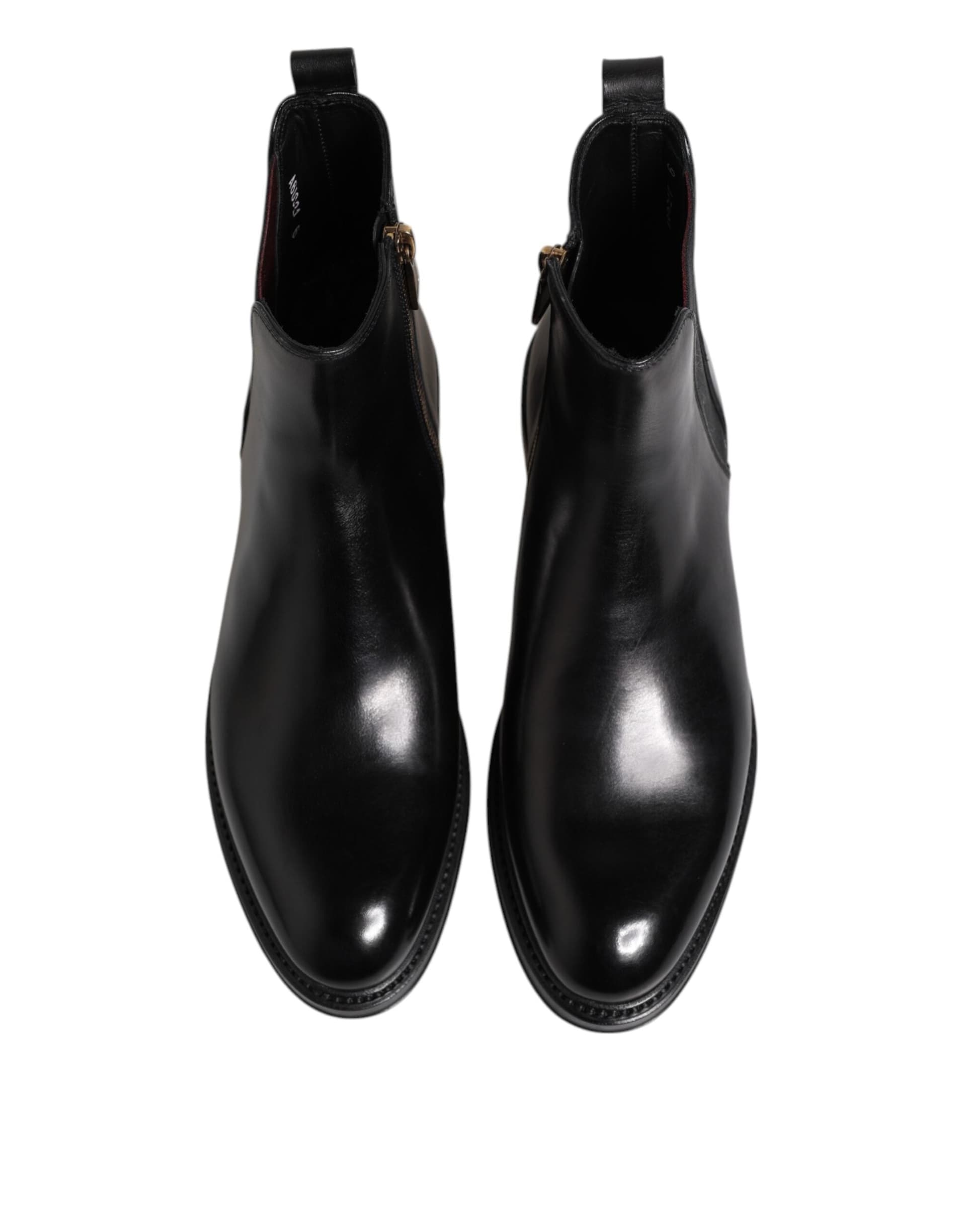 Dolce & Gabbana Black Chelsea Leather Mid Calf Boots Shoes - 2