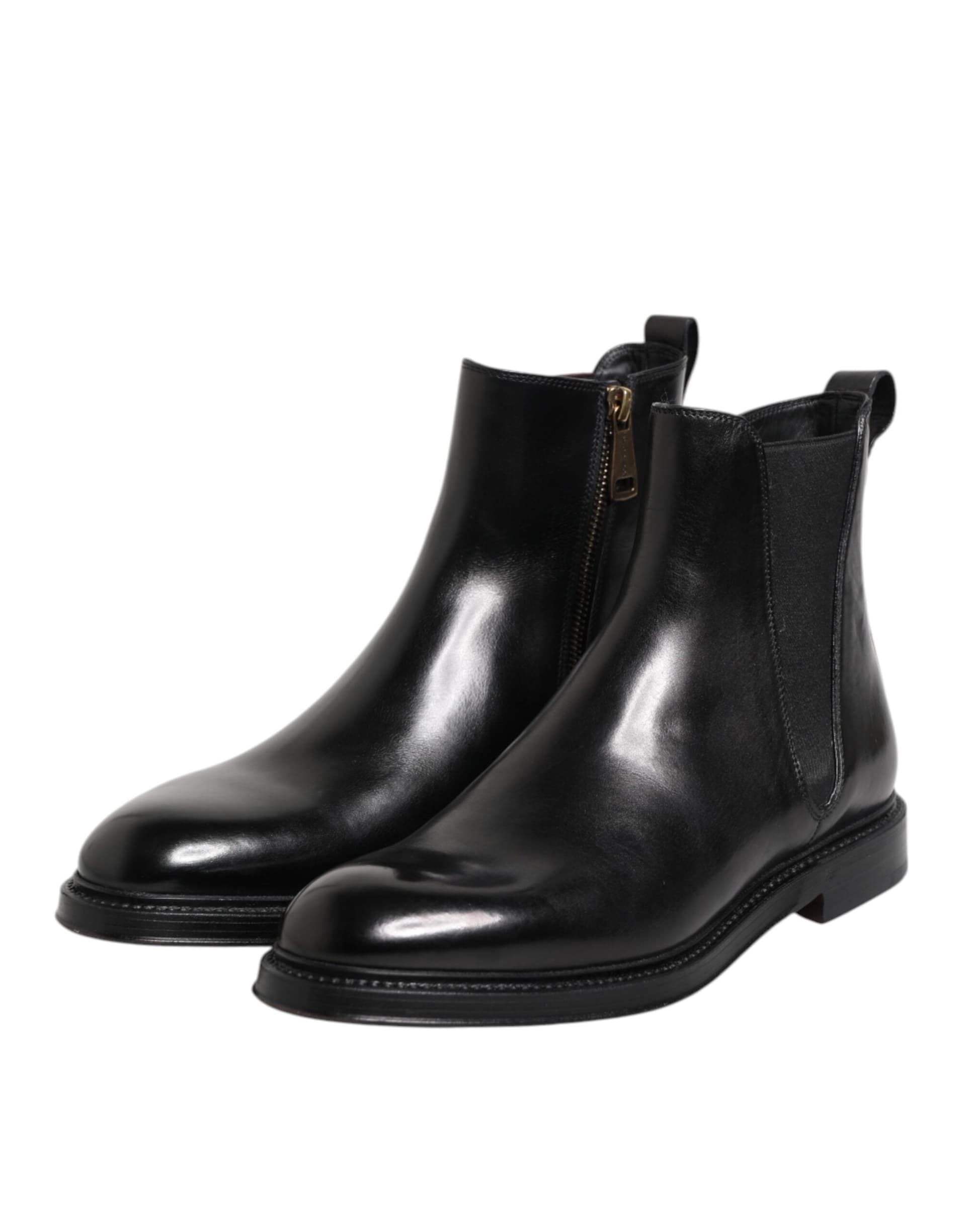 Dolce & Gabbana Black Chelsea Leather Mid Calf Boots Shoes - 3