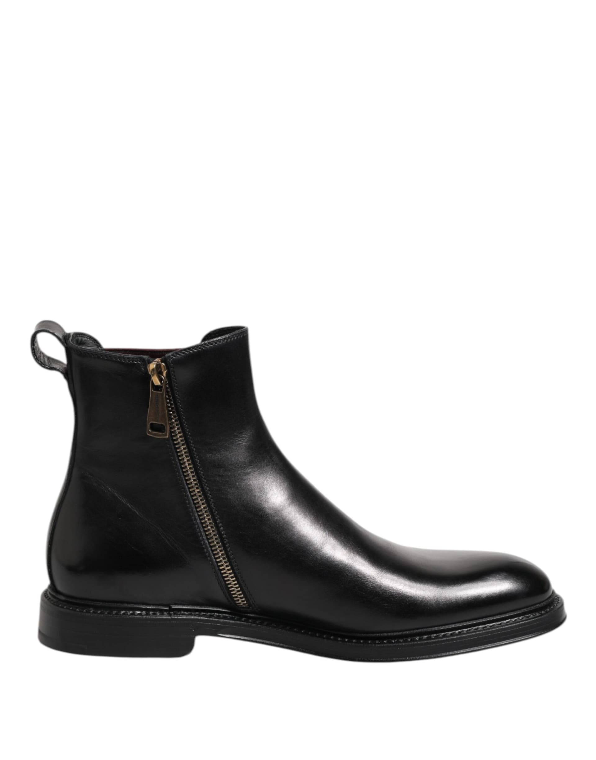 Dolce & Gabbana Black Chelsea Leather Mid Calf Boots Shoes - 6