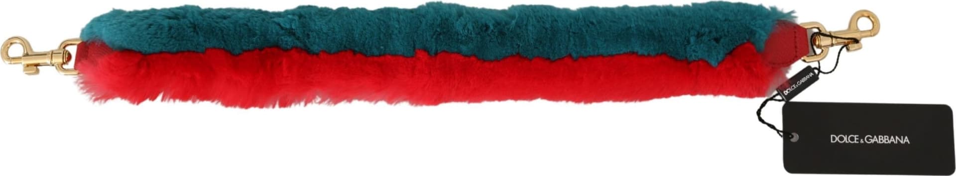 Dolce & Gabbana Red Blue Rabbit Fur Leather Shoulder Strap - 2