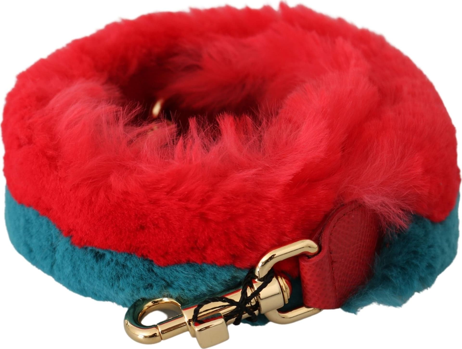 Dolce & Gabbana Red Blue Rabbit Fur Leather Shoulder Strap - 3
