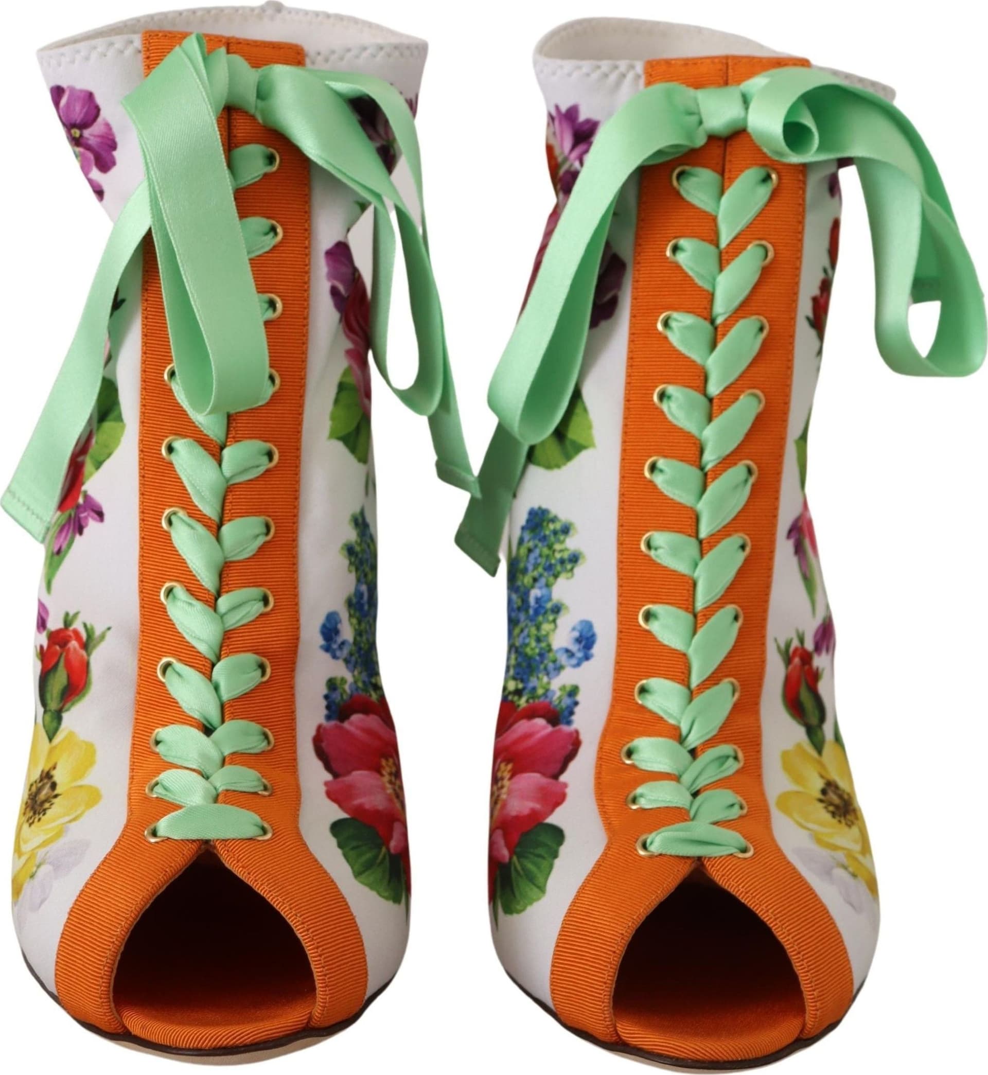 Dolce & Gabbana White Jersey Stretch Boots Open Toes Heels Shoes - 5