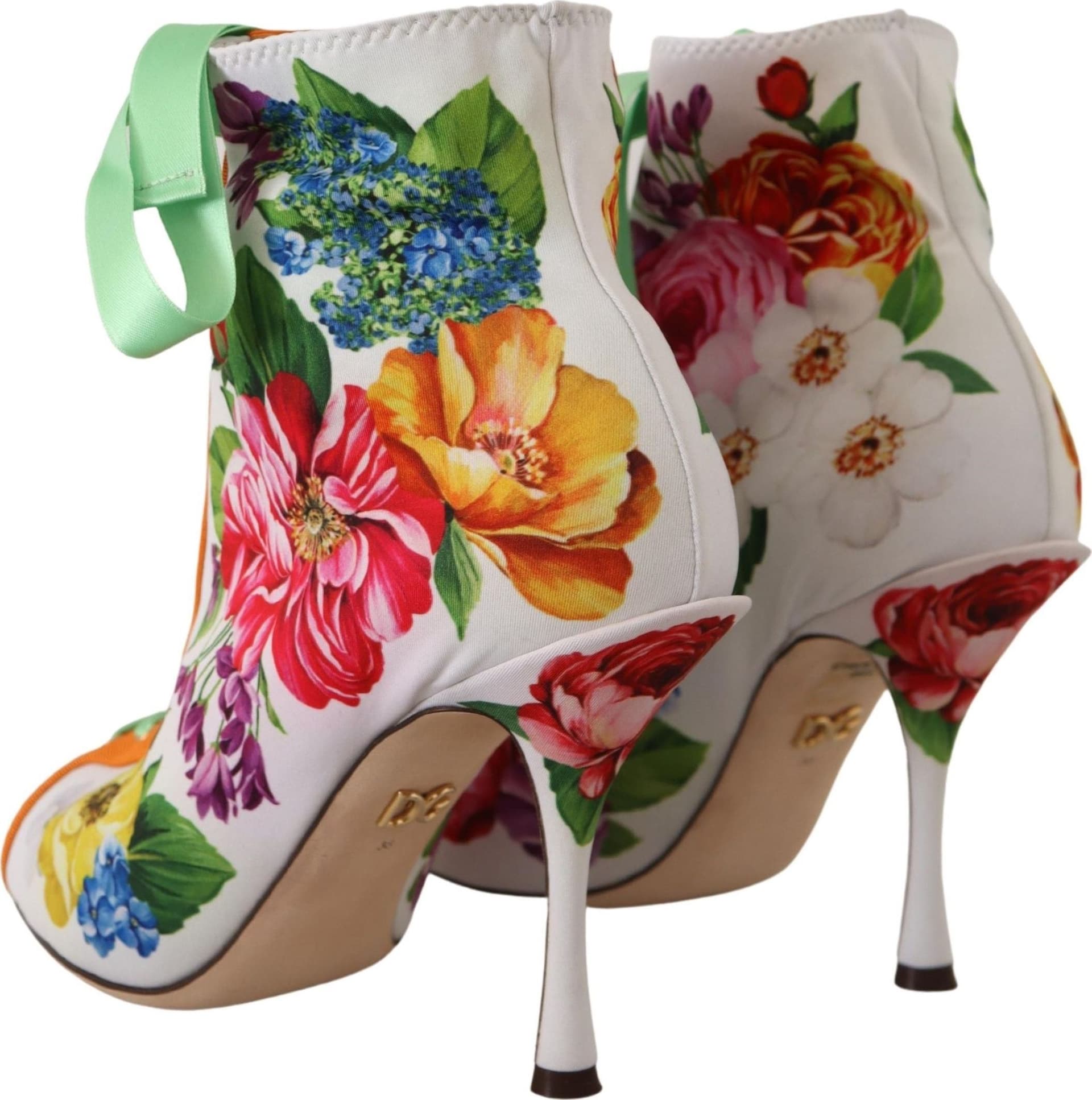 Dolce & Gabbana White Jersey Stretch Boots Open Toes Heels Shoes - 7