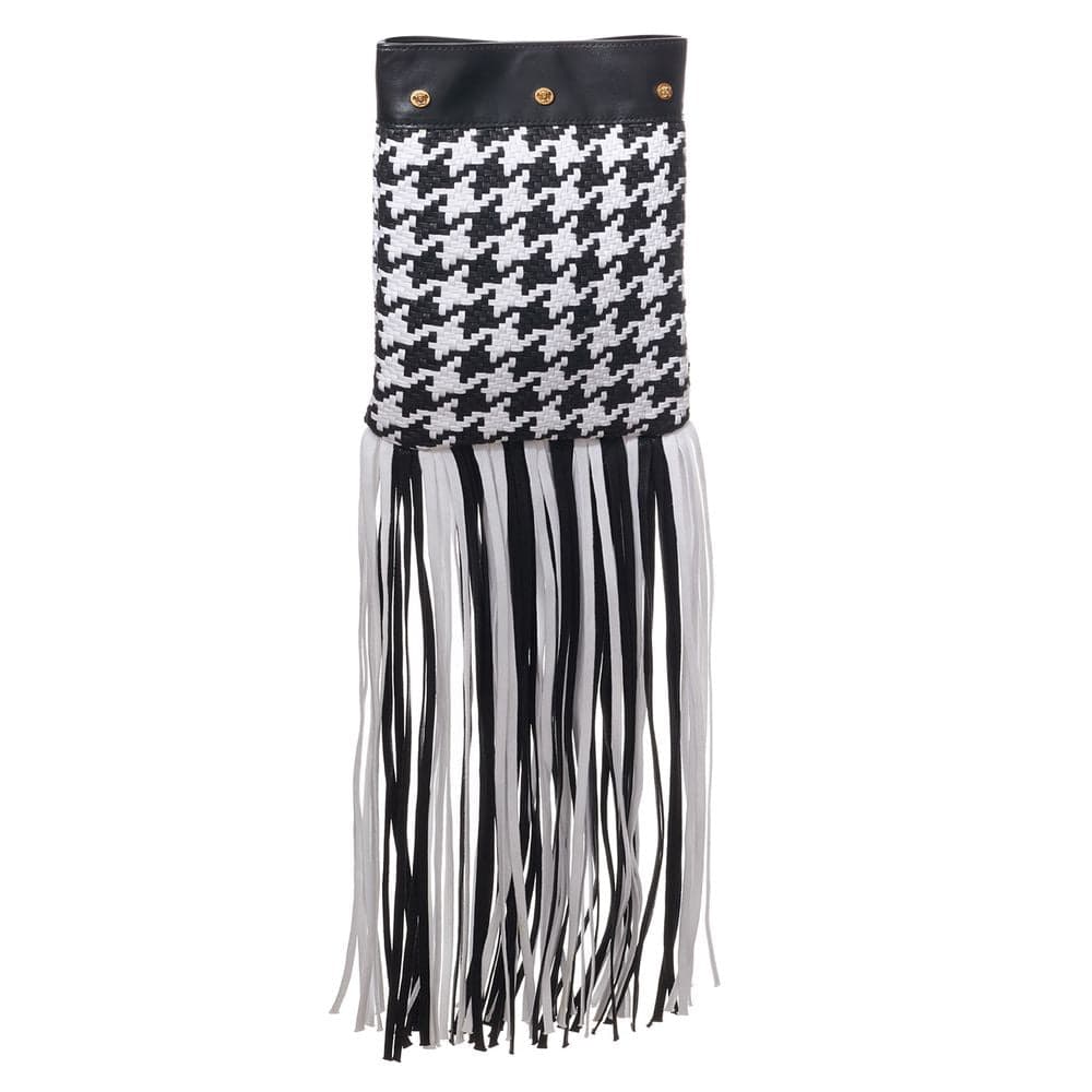 Versace Black And White Leather And Textile Shoulder Bag - 3