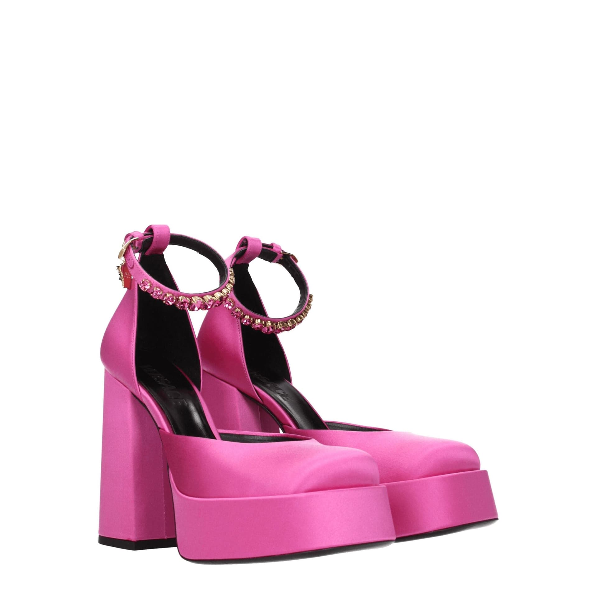 Versace Pink Satin Platform Pumps - 2