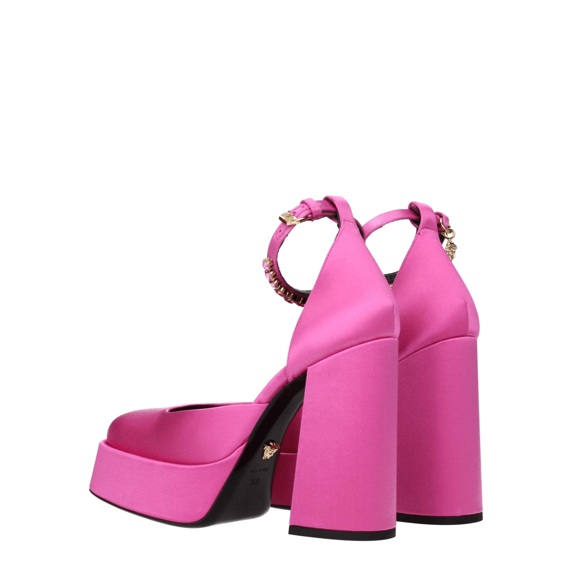 Versace Pink Satin Platform Pumps - 4