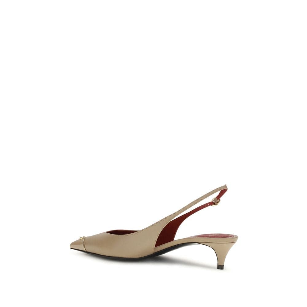 Valentino Garavani Beige Calf Leather Bos Taurus Mid Heel Pumps - 3