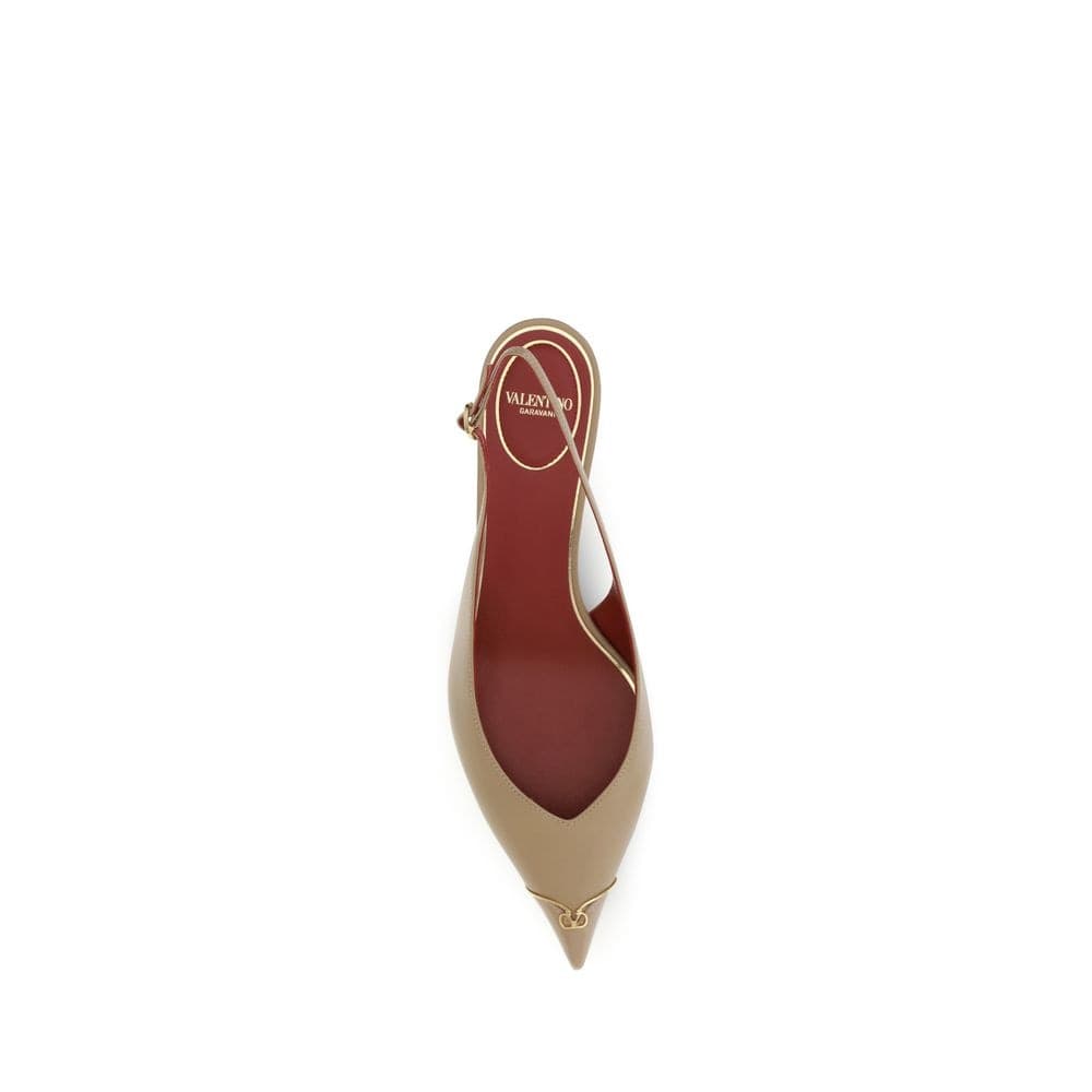 Valentino Garavani Beige Calf Leather Bos Taurus Mid Heel Pumps - 4