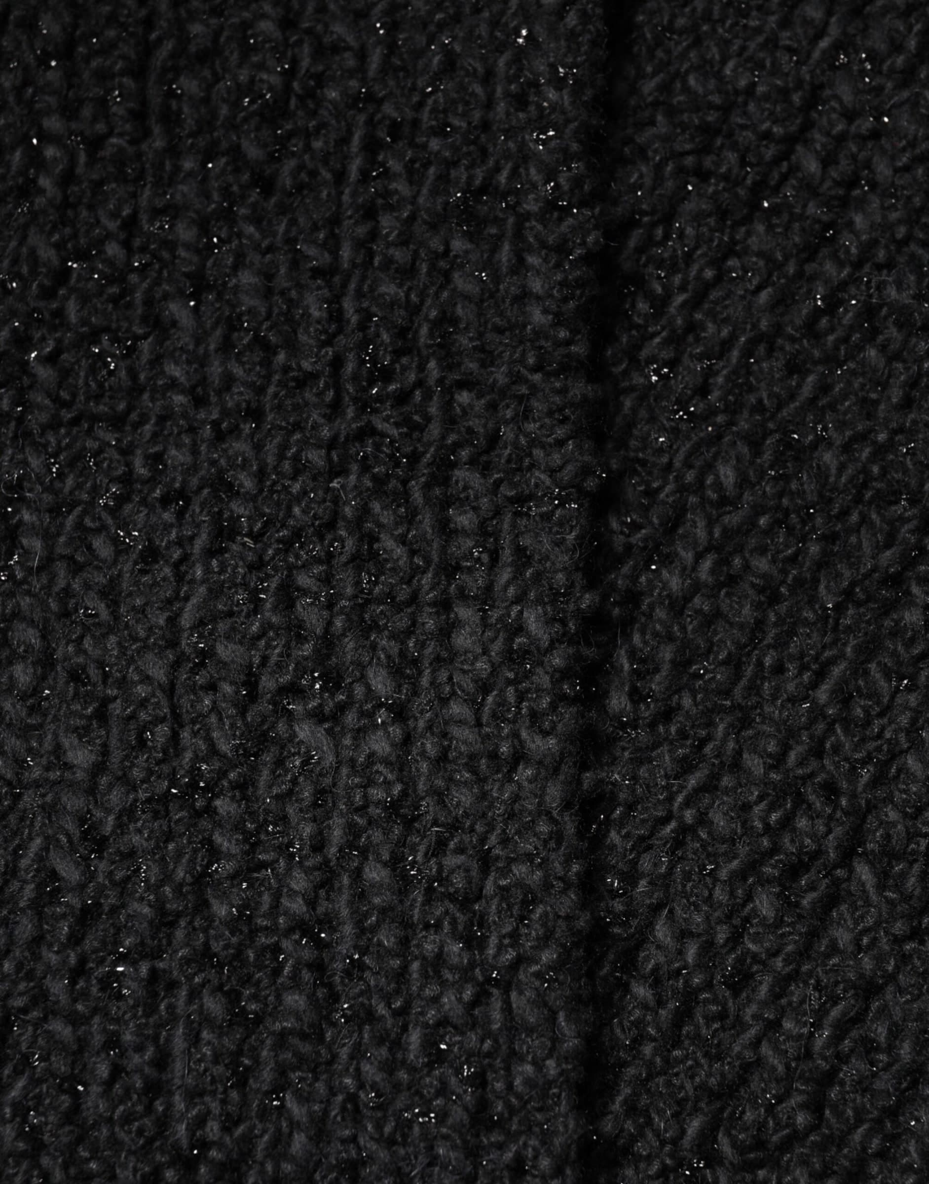 Dolce & Gabbana Black Cashmere Knit Shawl Fringes Scarf - 3