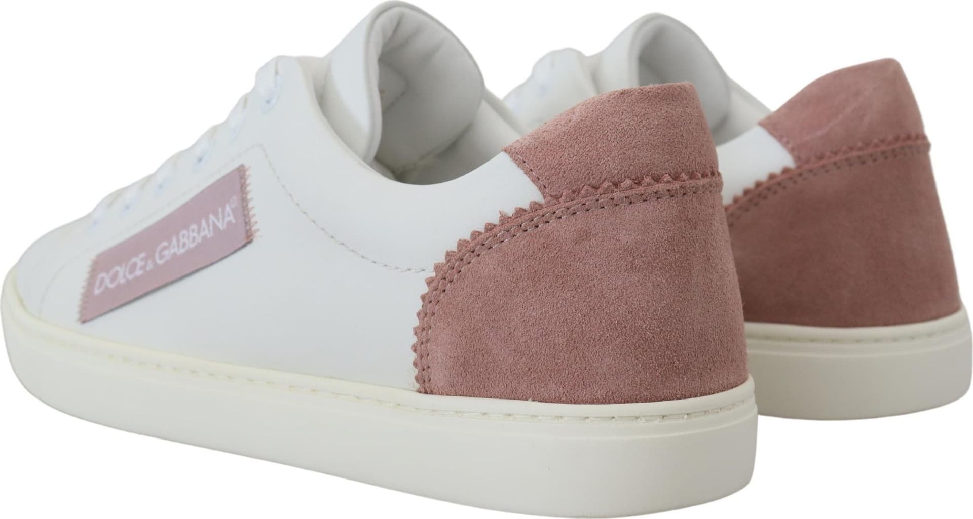 Dolce & Gabbana White Pink Leather Low Top Sneakers Shoes - 5