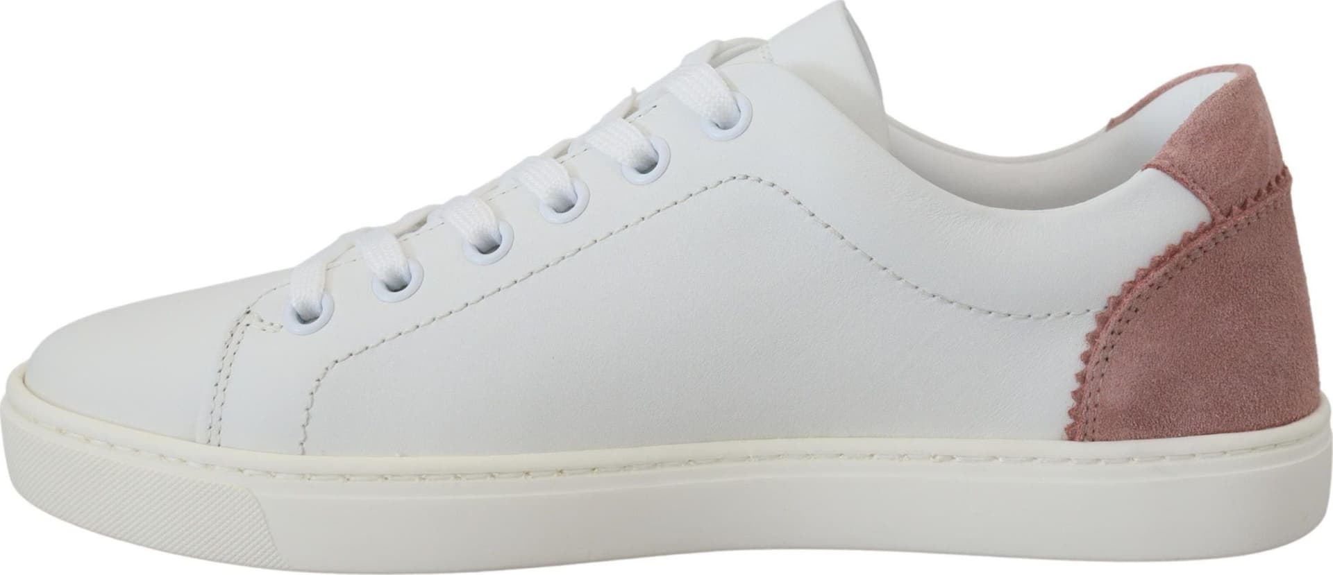Dolce & Gabbana White Pink Leather Low Top Sneakers Shoes - 6