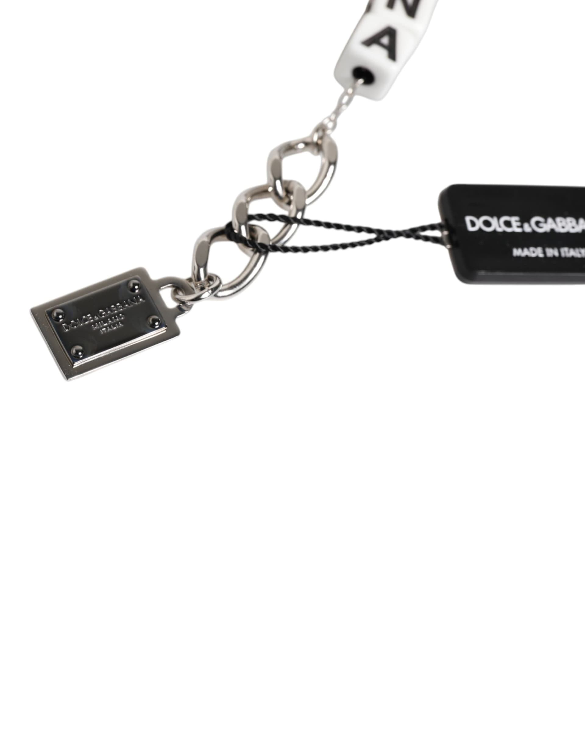 Dolce & Gabbana Silver Brass Chain Dice Logo Embellished Charm Bracelet - 3