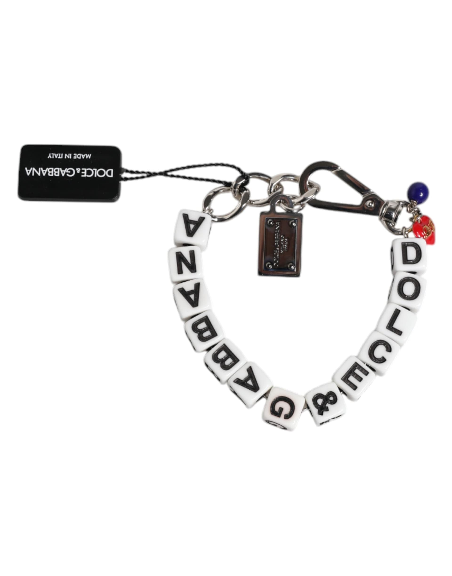 Dolce & Gabbana Silver Brass Chain Dice Logo Embellished Charm Bracelet - 5