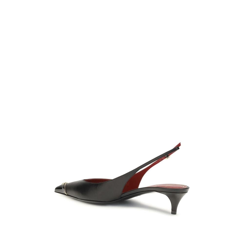 Valentino Garavani Black Calf Leather Bos Taurus Mid Heel Pumps - 3
