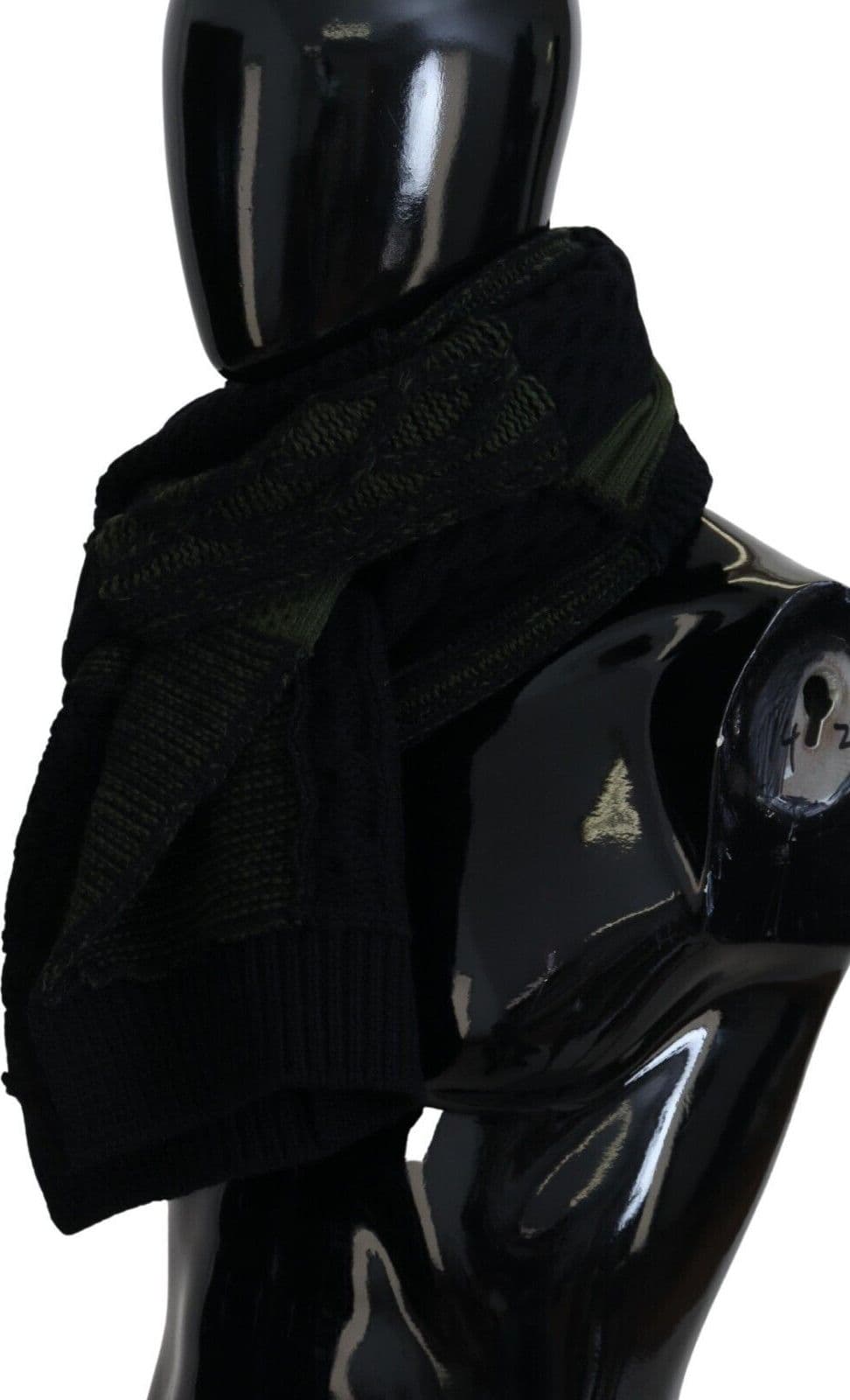 Dolce & Gabbana Black Green Knitted Men Neck Wrap Shawl Scarf - 3