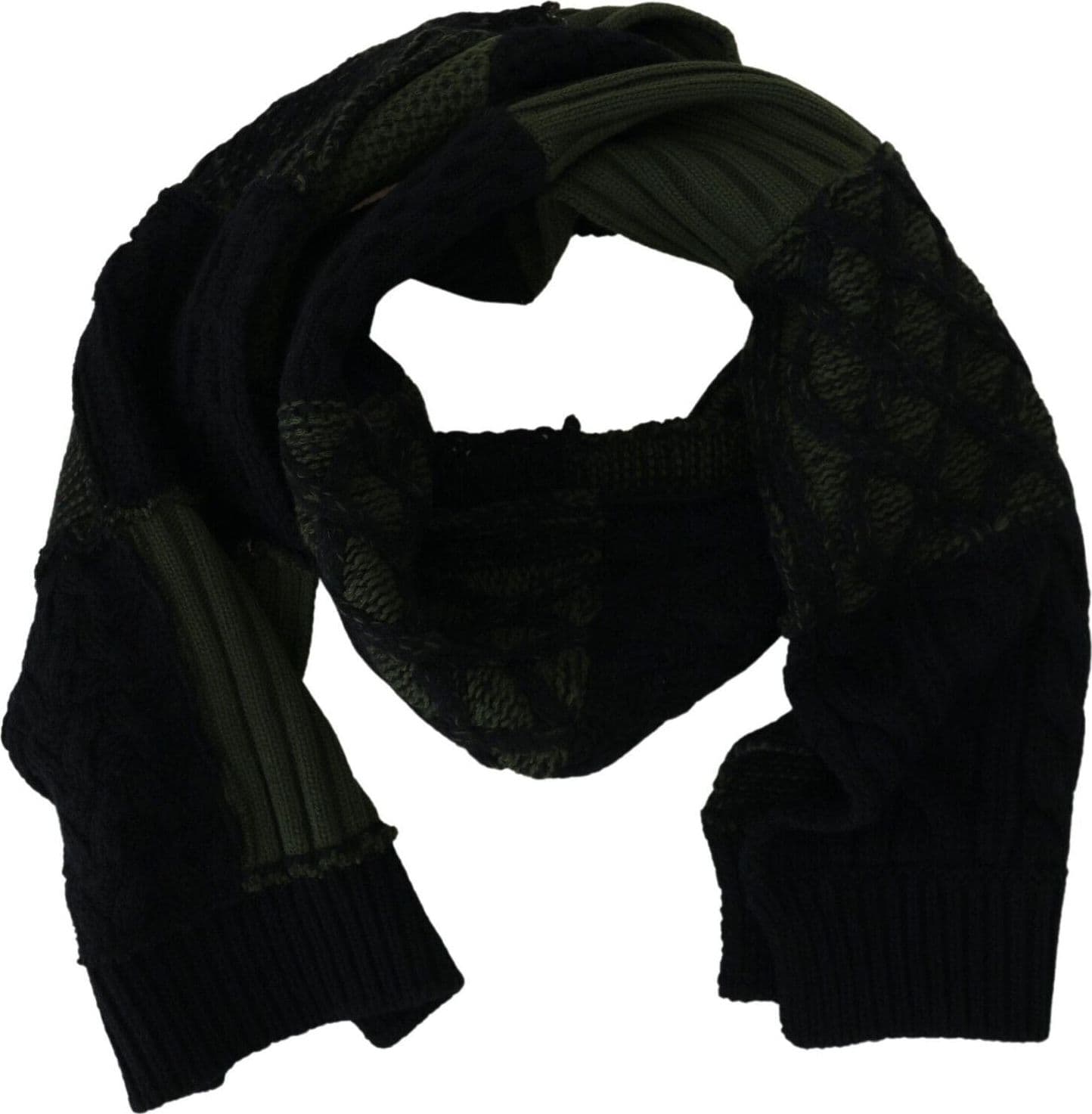 Dolce & Gabbana Black Green Knitted Men Neck Wrap Shawl Scarf - 4